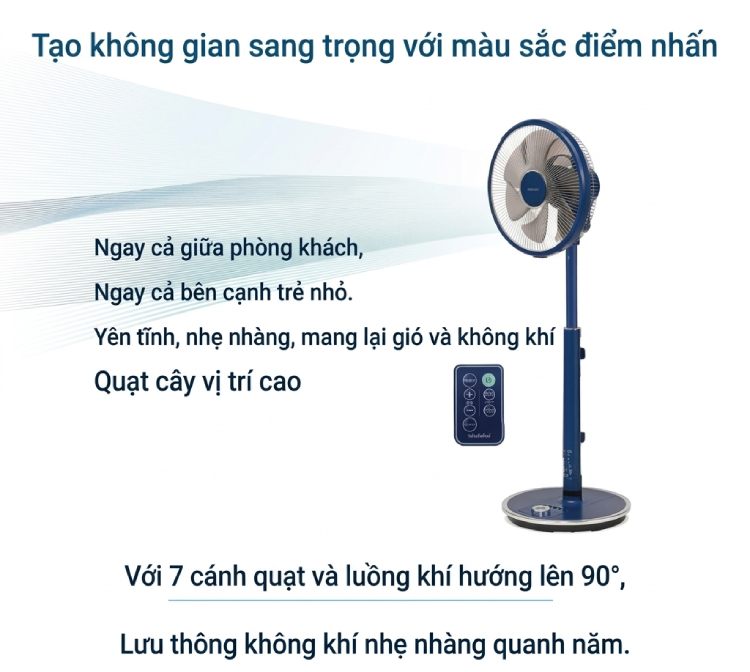 Toyotomi FS-DH30P trang bị 7 cánh quạt – gió êm, ít nhiễu