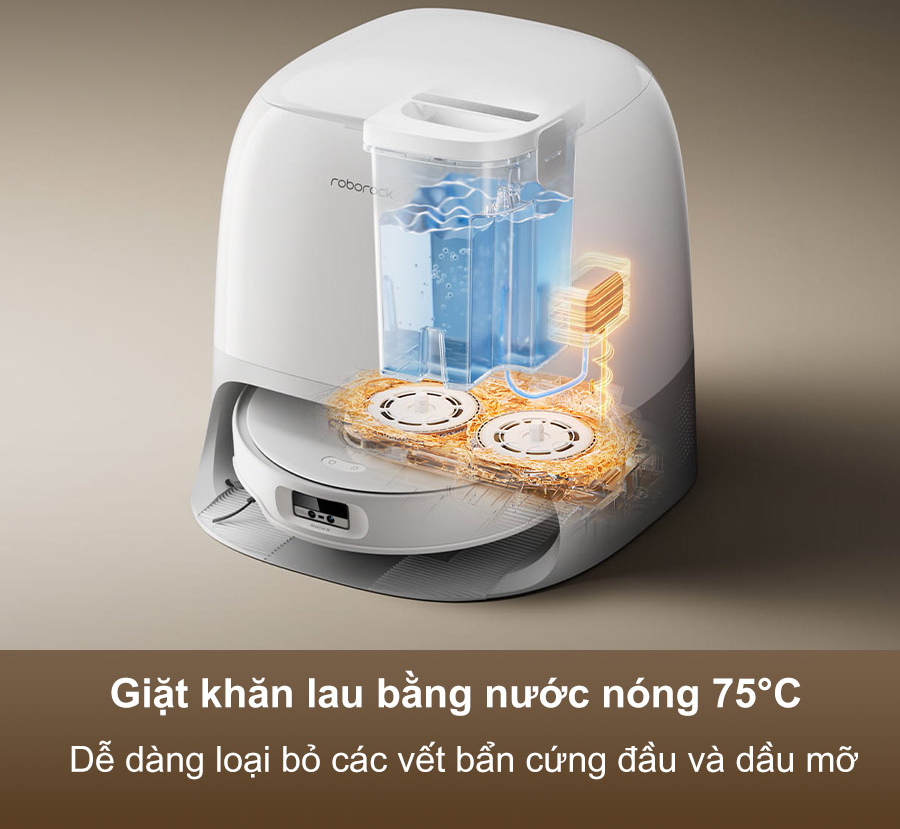 Dock sạc của Roborock Q Revo Curv sở hữu đường cong mềm mại và giặt rẻ ở 75 độ