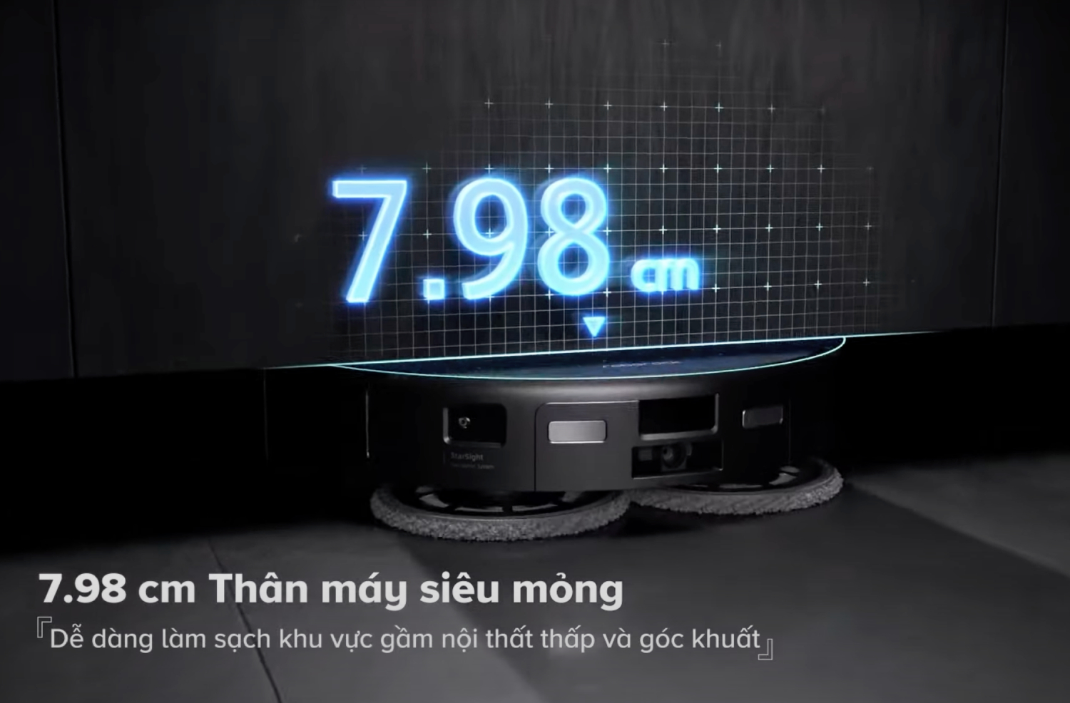 Roborock Saros 10R thiết kế mỏng 7.98cm