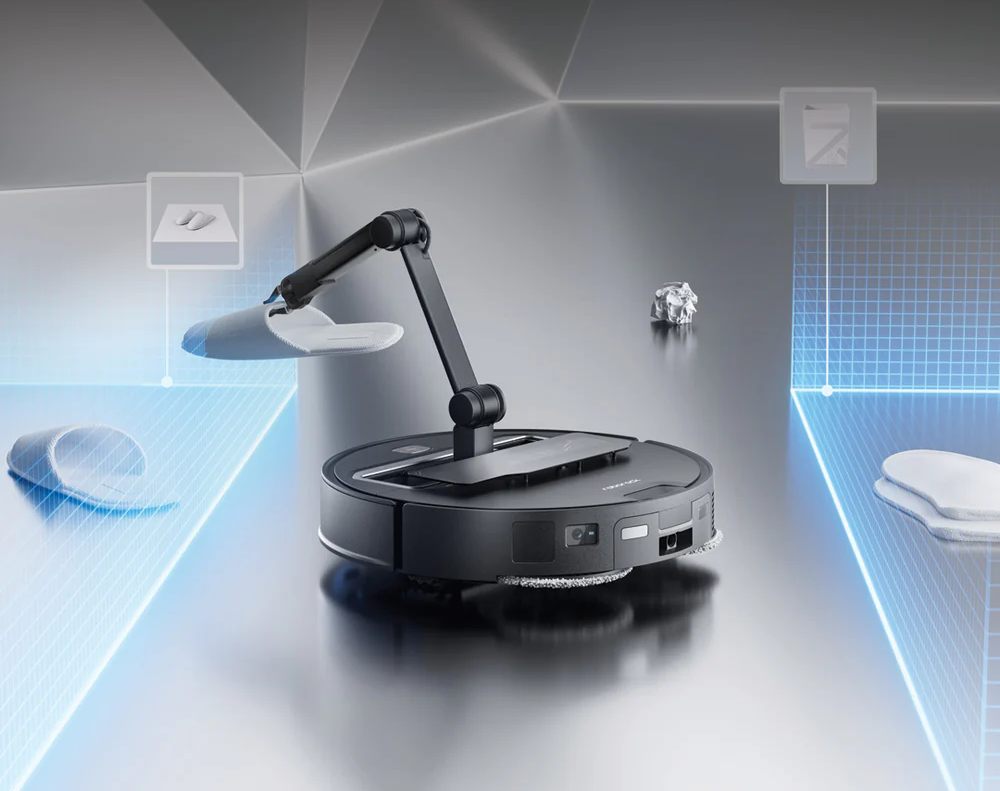 roborock saros z70 trang bị cánh tay cơ học tự gắp dép