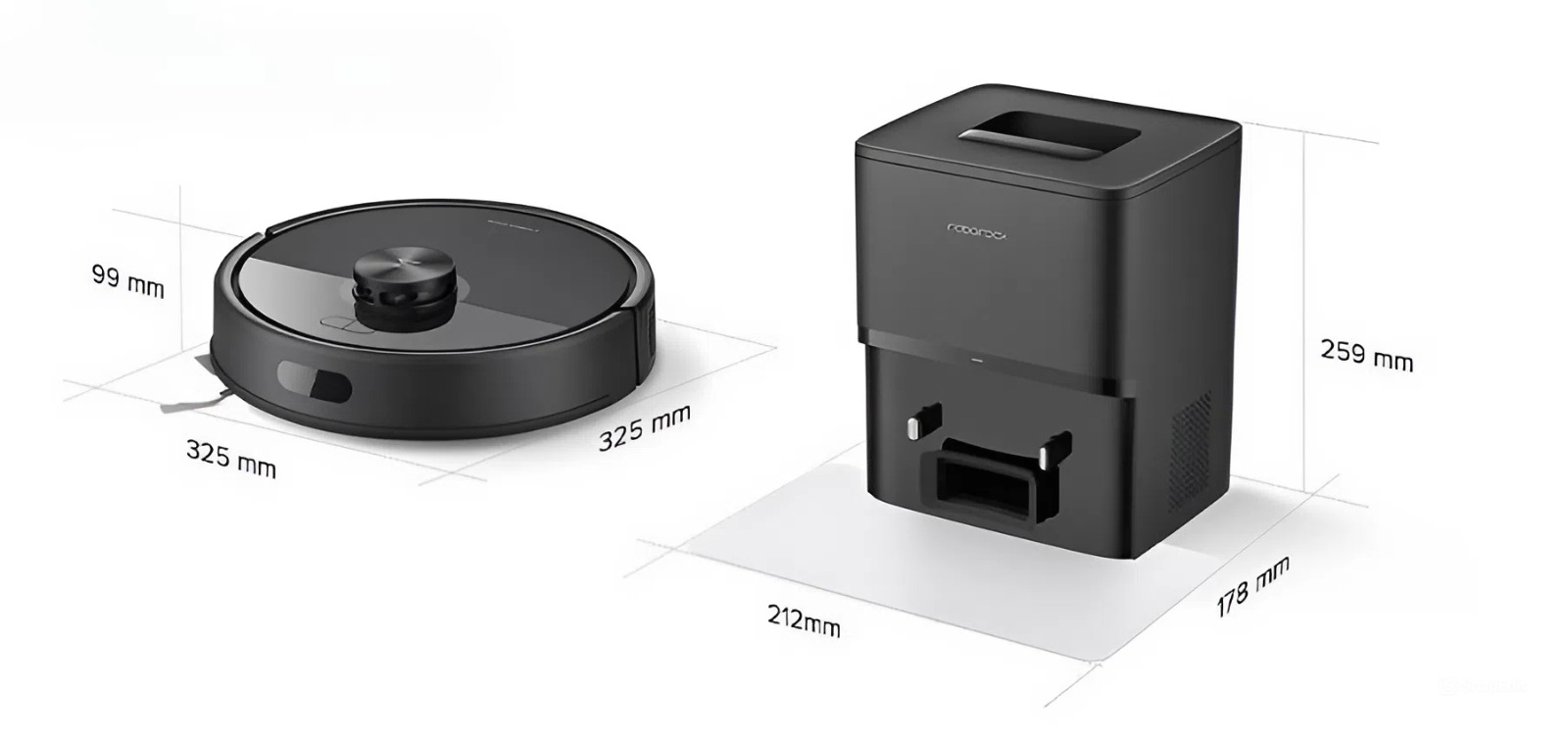 kích thước của robot hút bụi Roborock Q7 TF+ Plus