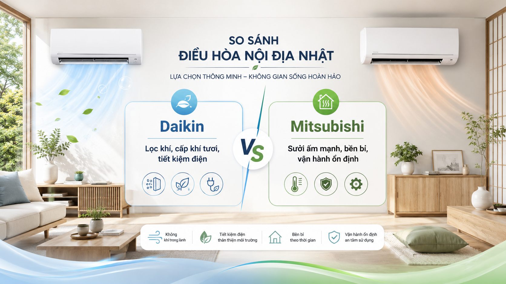 điều hòa Daikin và Mitsubishi dòng nội địa Nhật