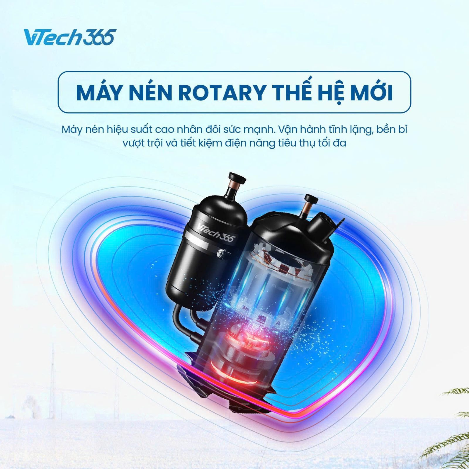 Máy hút ẩm Vtech365 Hệ thống Compressor hiệu suất cao