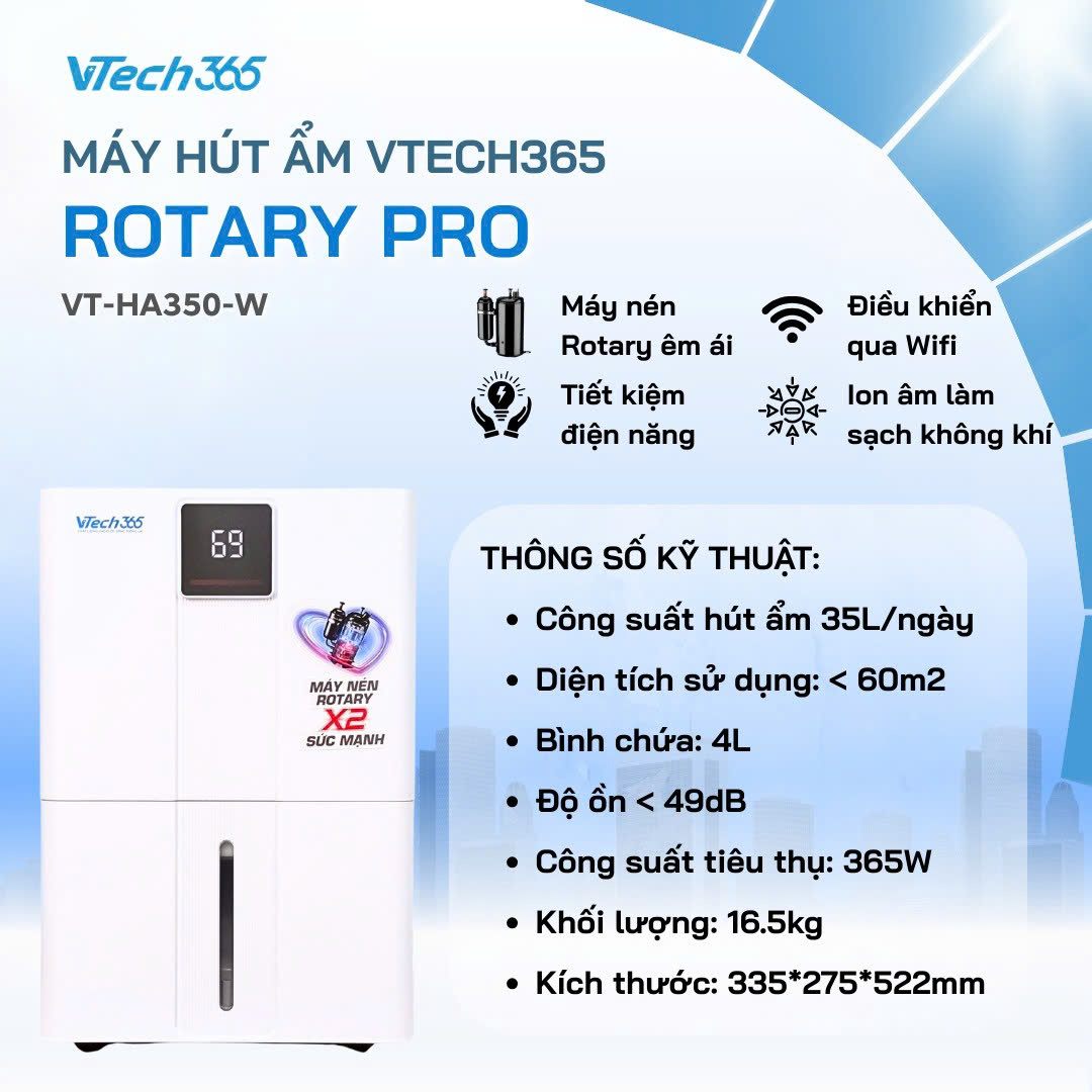 Máy hút ẩm VTech365 VT-HA350-W