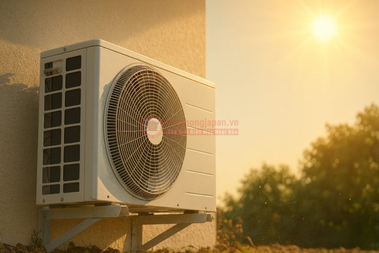 Cục nóng máy lạnh đặt ngoài trời không mái che bị ảnh hưởng bởi thời tiết