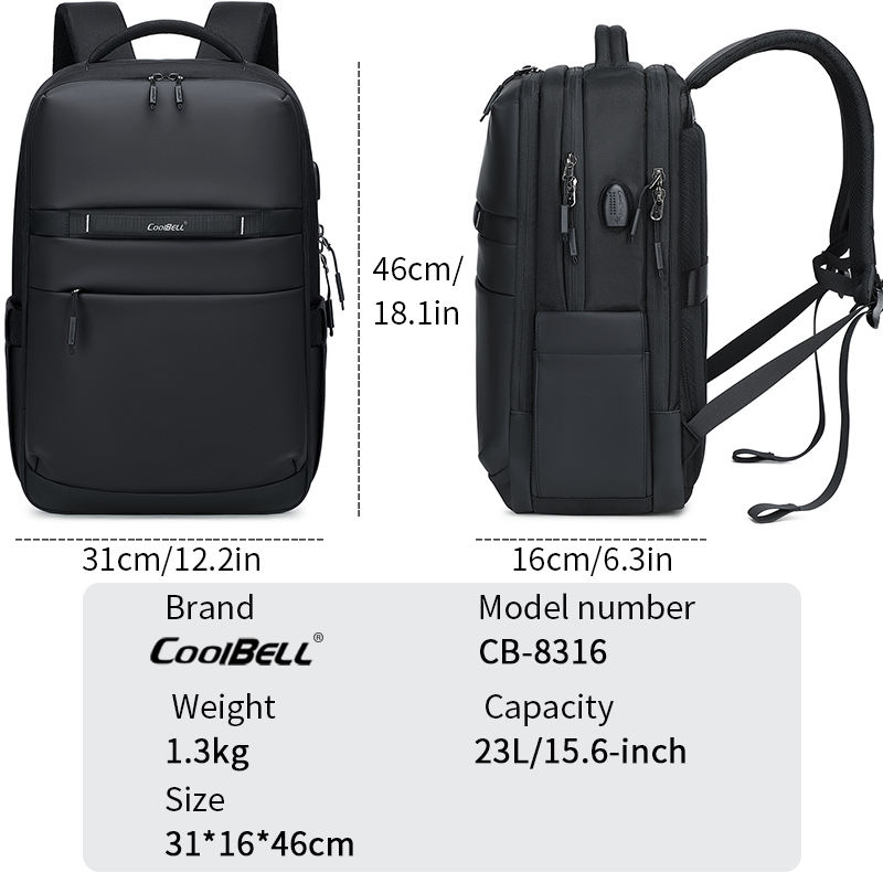 CoolBell 8316-Balo Laptop Đa Dụng Chống Nước 16 inch