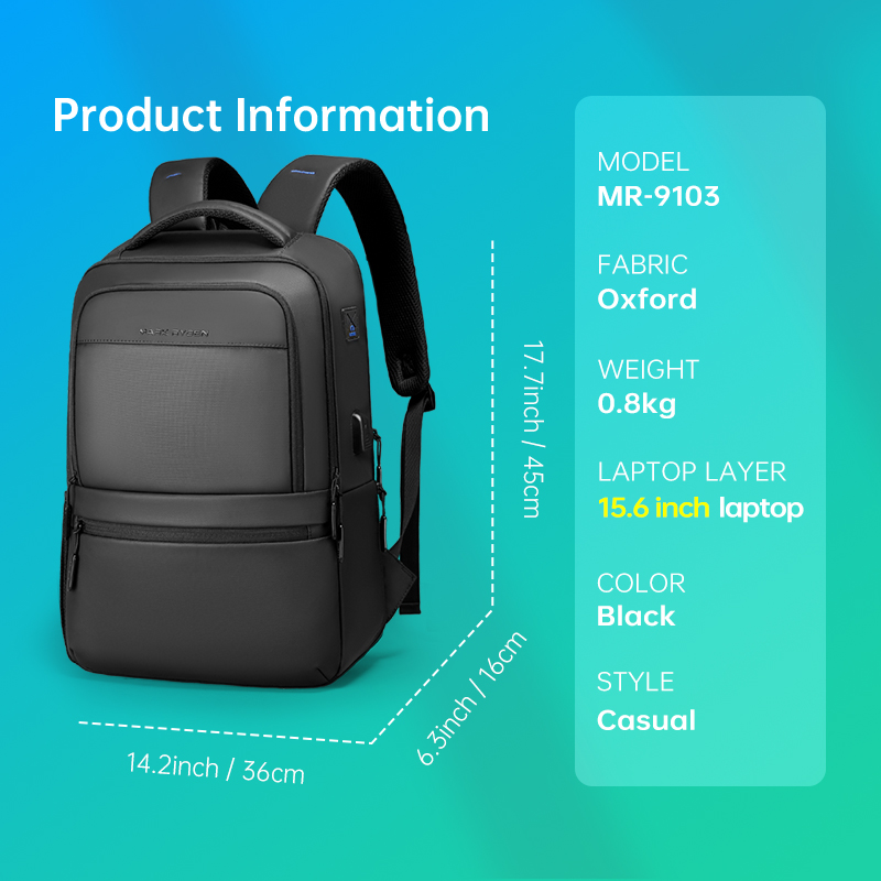 Mark Ryden MR9103SJ 16 inch . Balo Laptop Công Sở Siêu Nhẹ Chống Nước