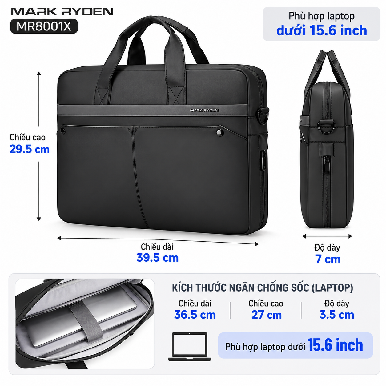 Cặp Laptop Công Sở Cao Cấp Mark Ryden MR8001