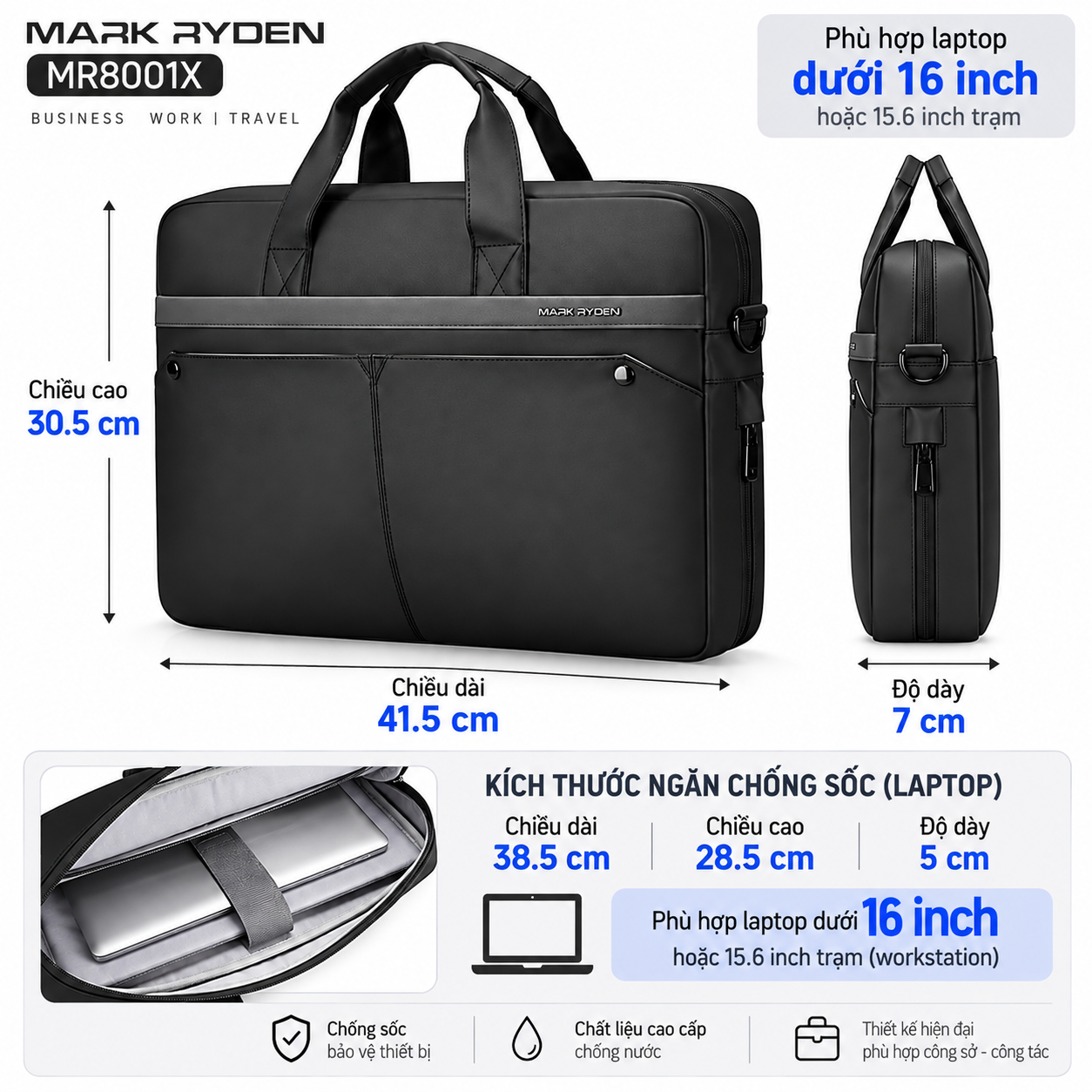 Cặp Laptop Công Sở Cao Cấp Mark Ryden MR8001