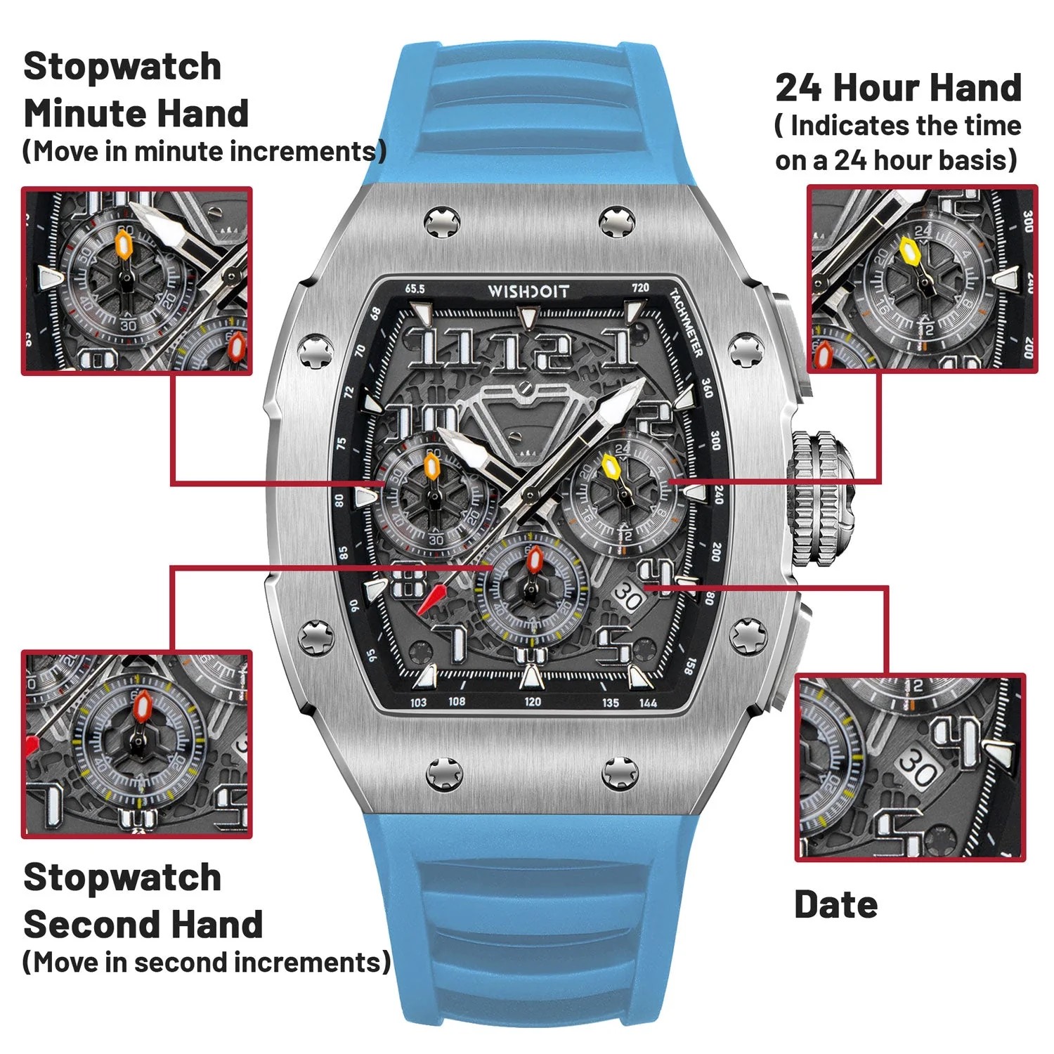 RACING | GT CHRONO-SILVERY WATCH (LIGHT BLUE STRAP)