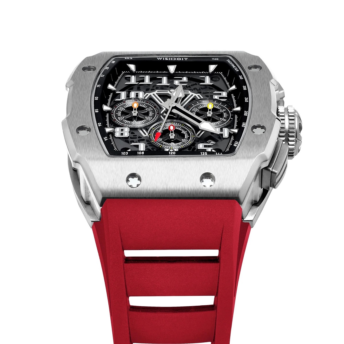 RACING | GT CHRONO-SILVERY WATCH (RED STRAP)