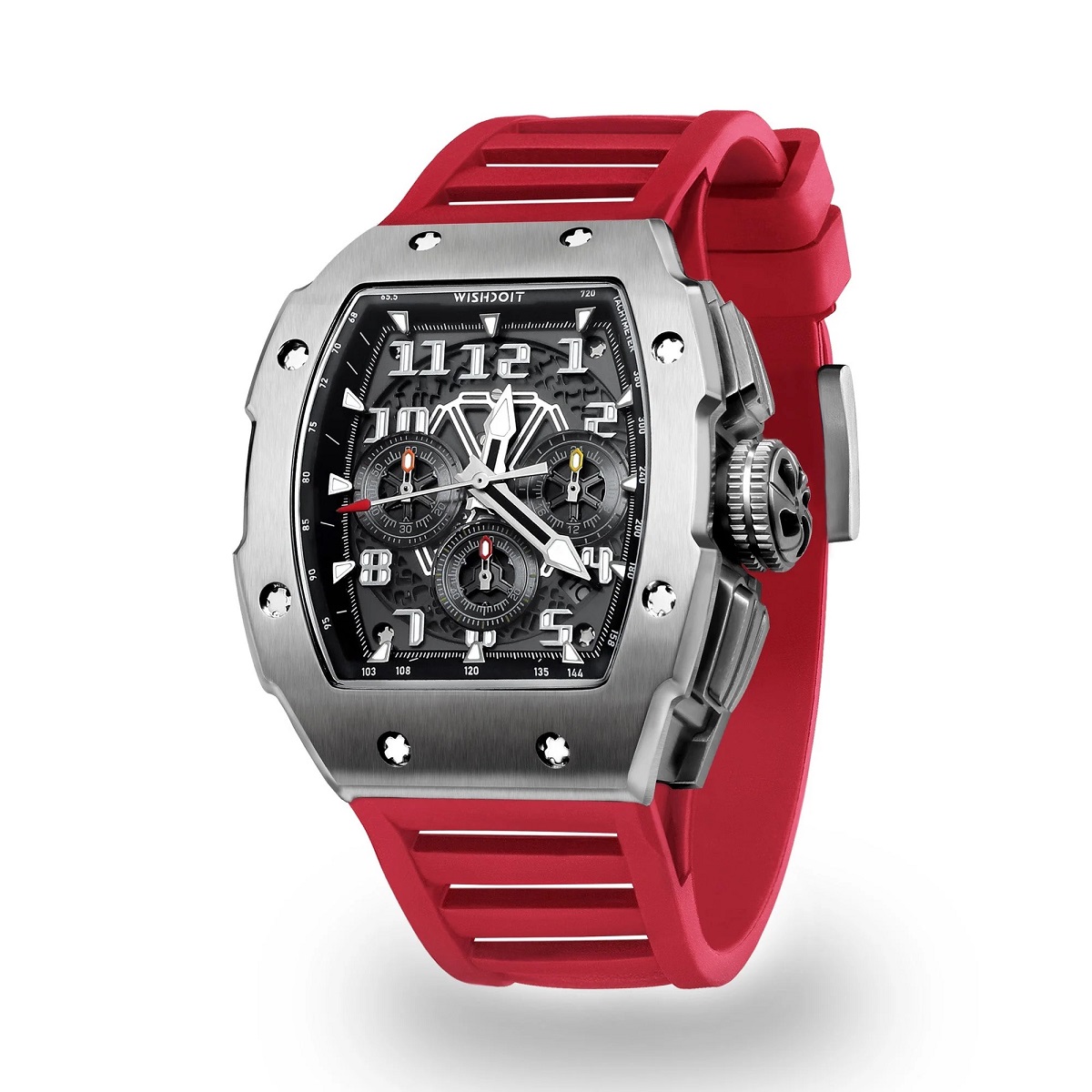 RACING | GT CHRONO-SILVERY WATCH (RED STRAP)