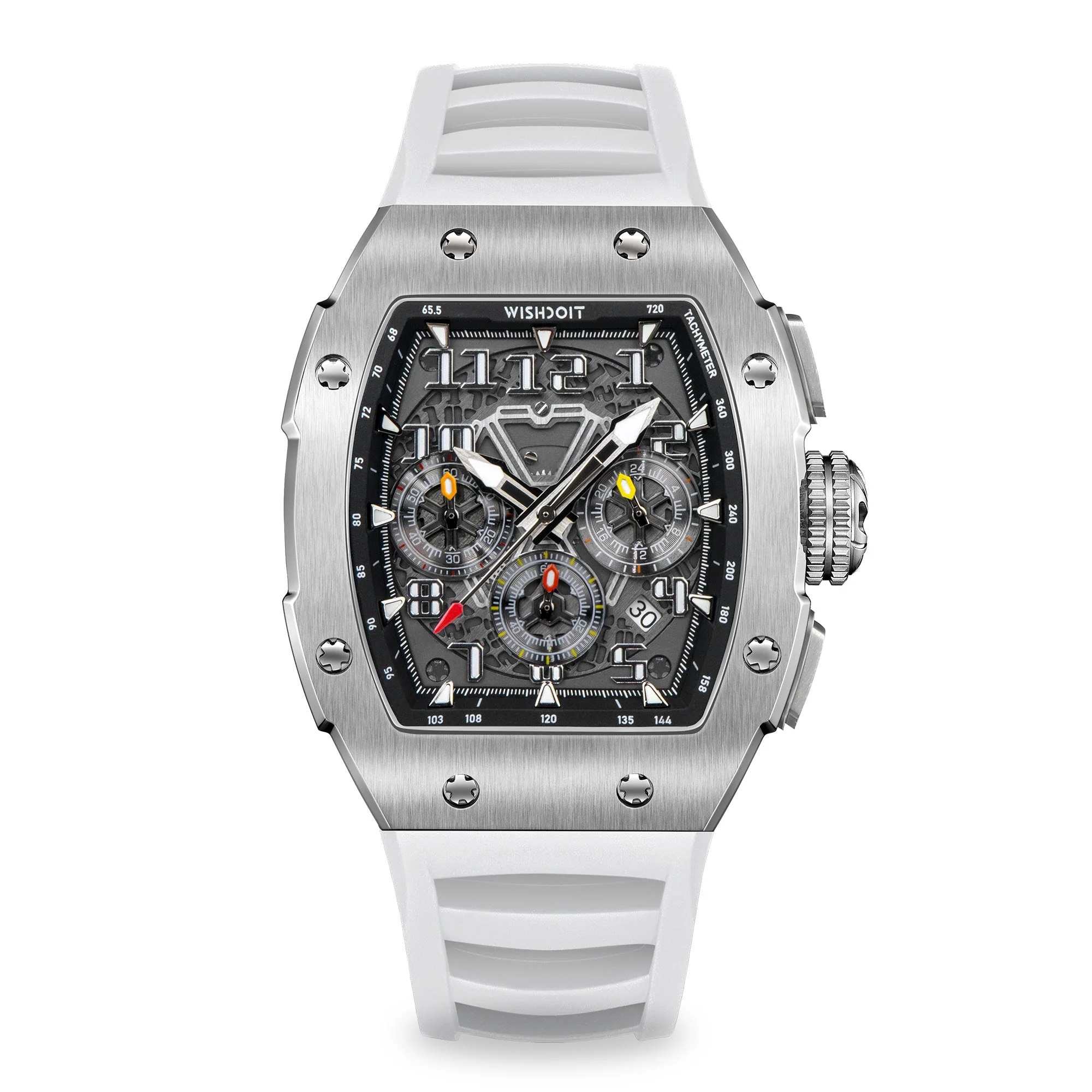 RACING | GT CHRONO-SILVERY WATCH (WHITE STRAP)