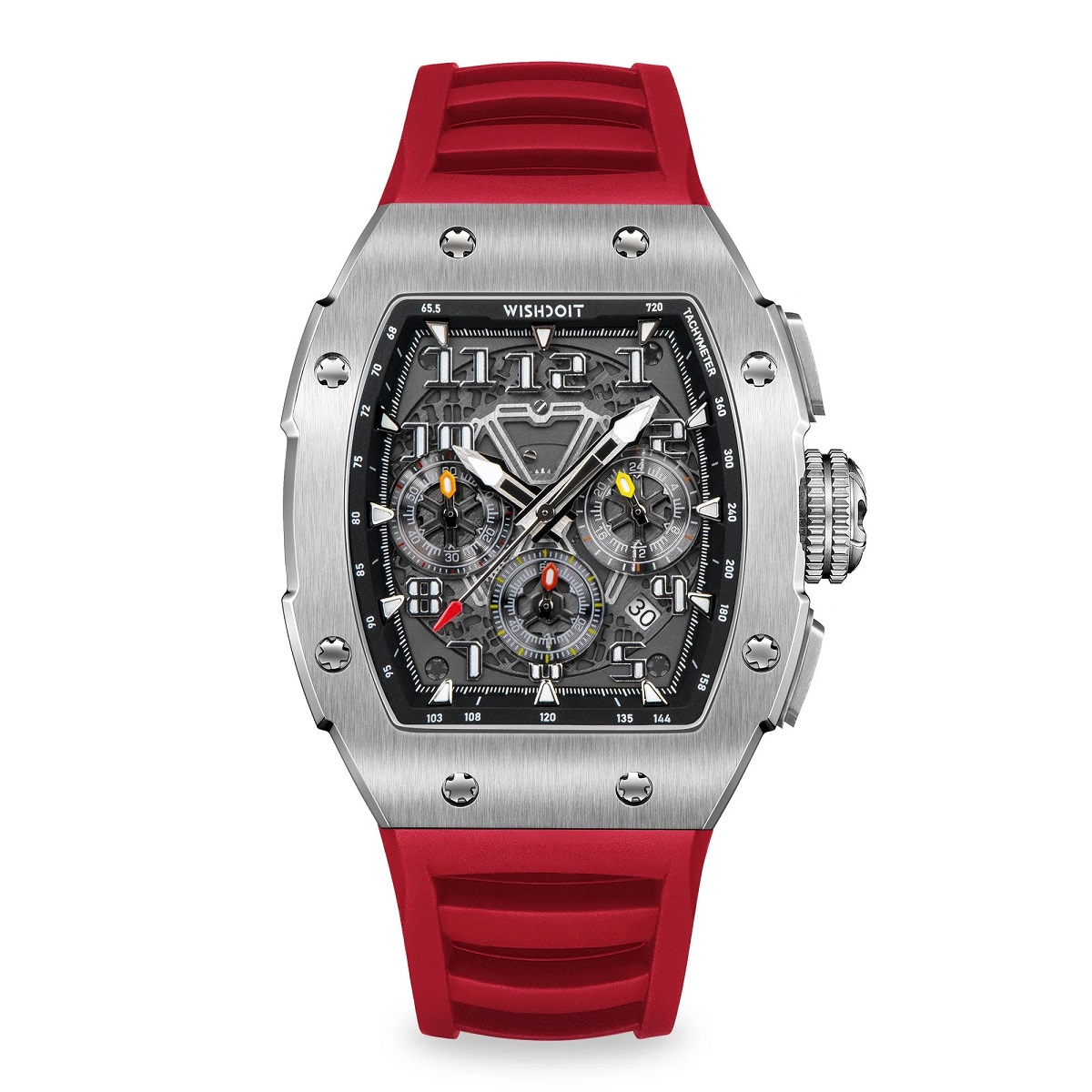 RACING | GT CHRONO-SILVERY WATCH (RED STRAP)