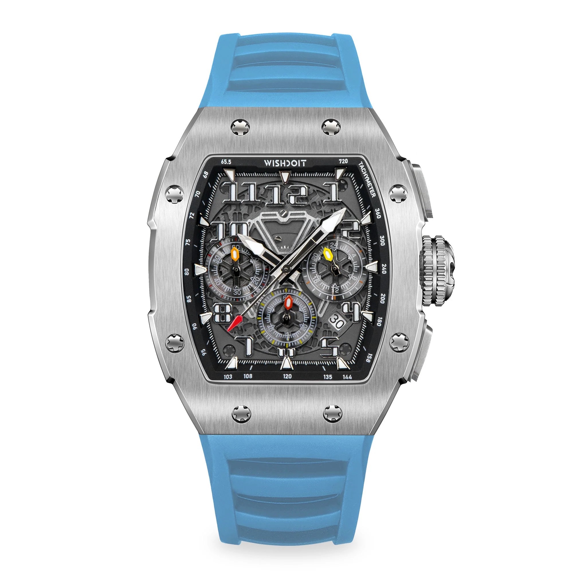 RACING | GT CHRONO-SILVERY WATCH (LIGHT BLUE STRAP)