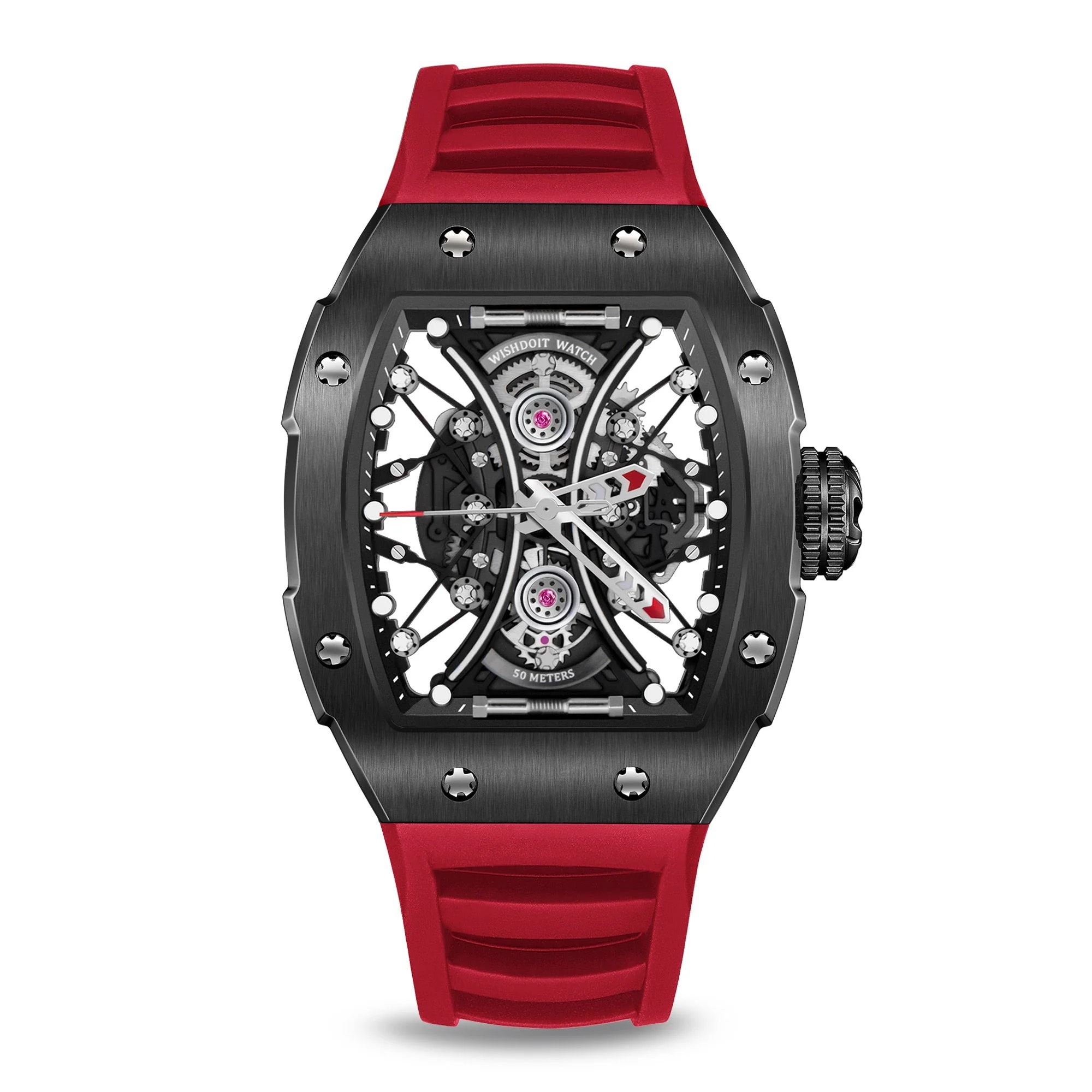 SKELETON | HOURGLASS-BLACK WATCH (RED STRAP)