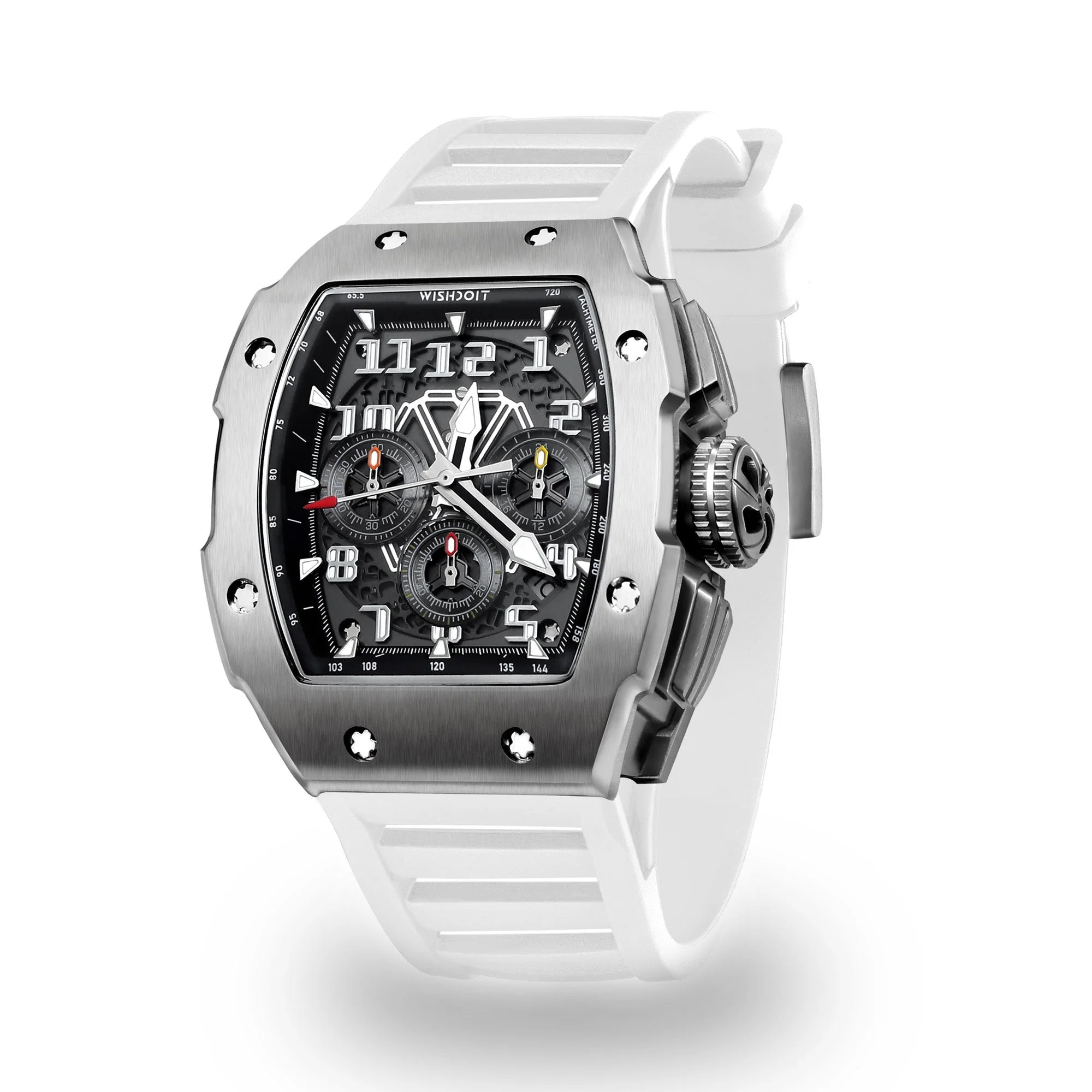RACING | GT CHRONO-SILVERY WATCH (WHITE STRAP)