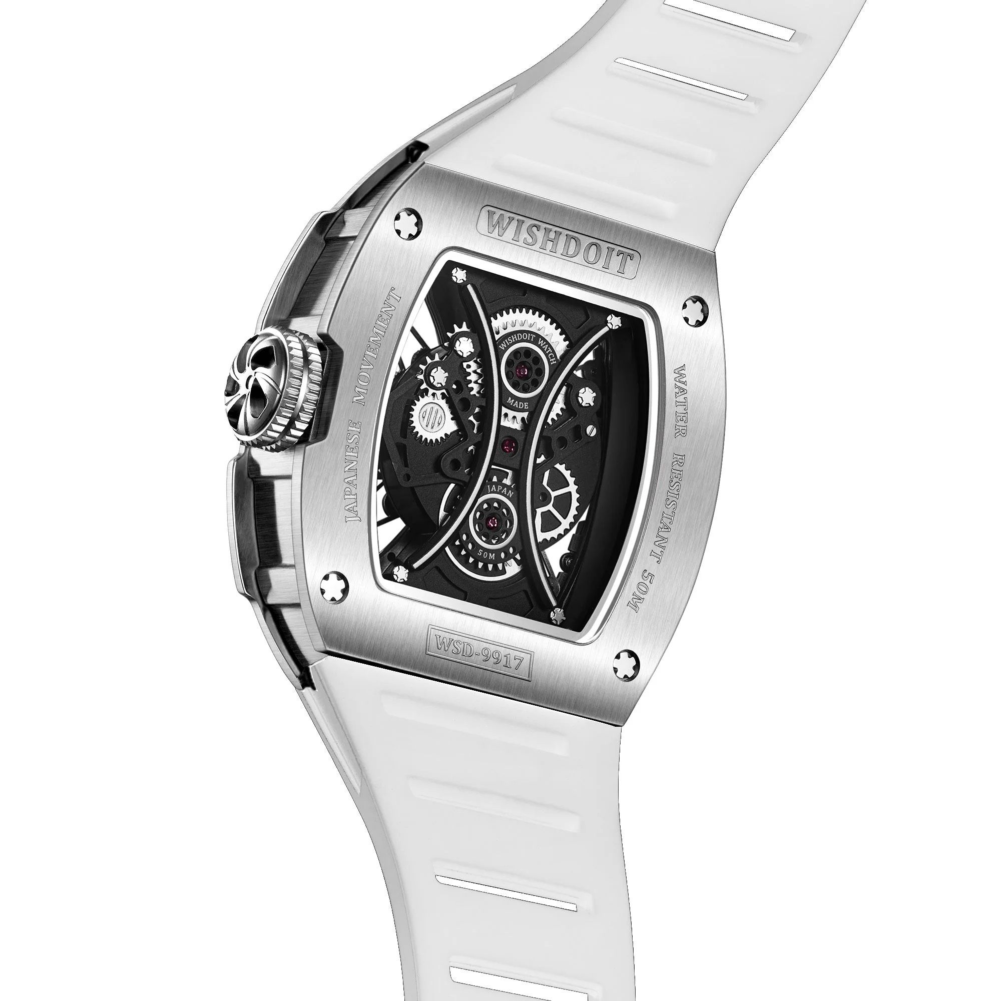 SKELETON | HOURGLASS-SILVERY WATCH (WHITE STRAP)