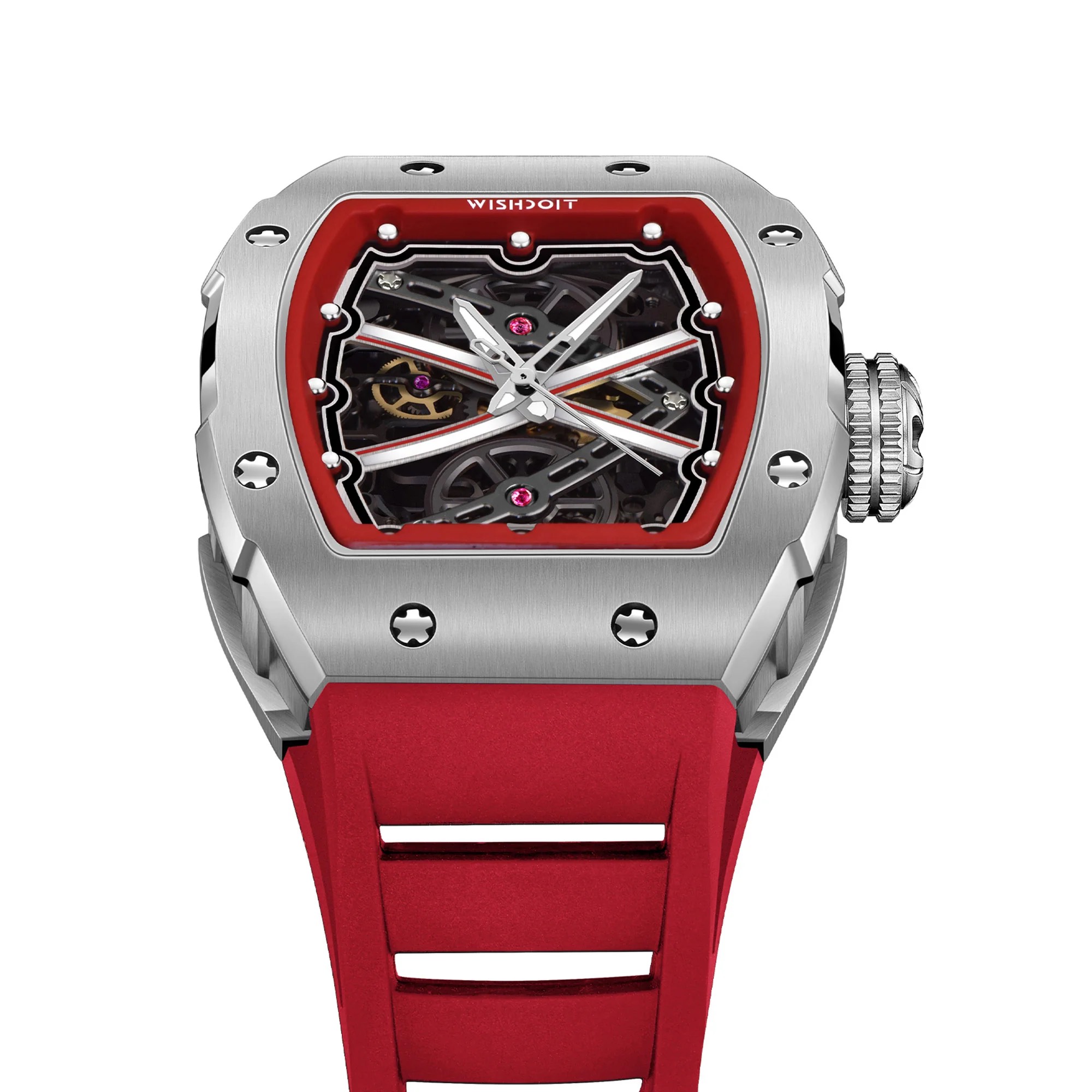THE RUNWAY -SILVERY WATCH (RED STRAP)