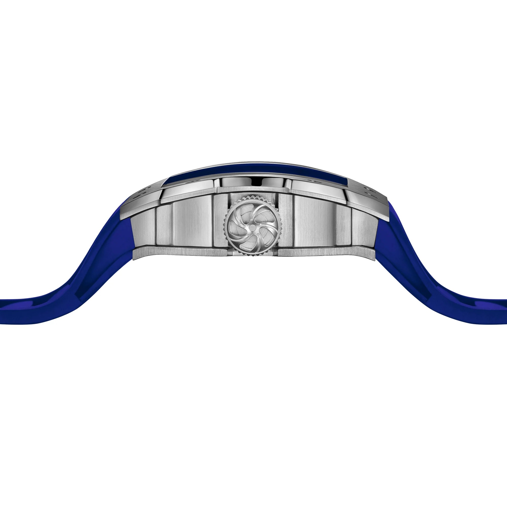 THE RUNWAY -SILVERY WATCH (BLUE STRAP)