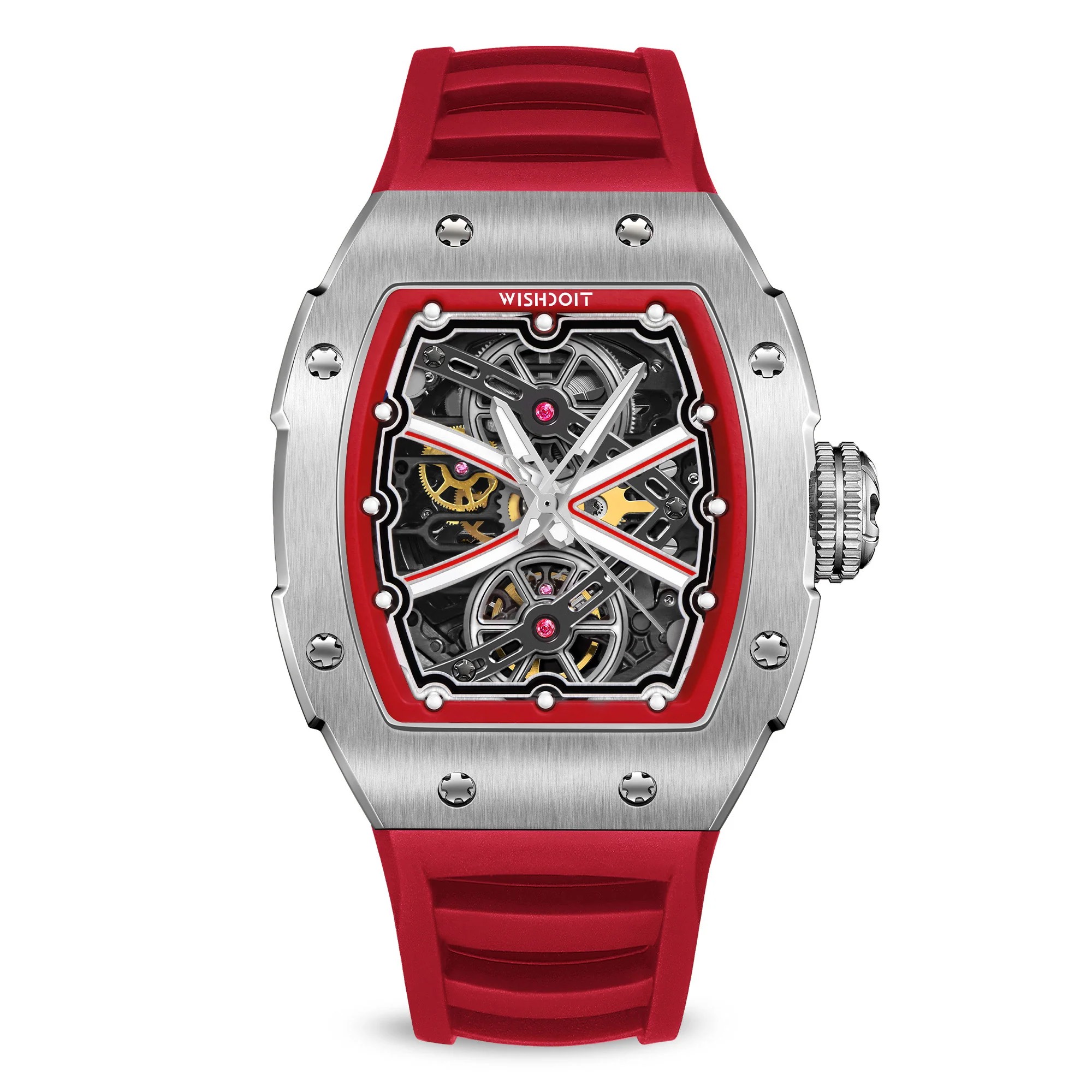 THE RUNWAY -SILVERY WATCH (RED STRAP)