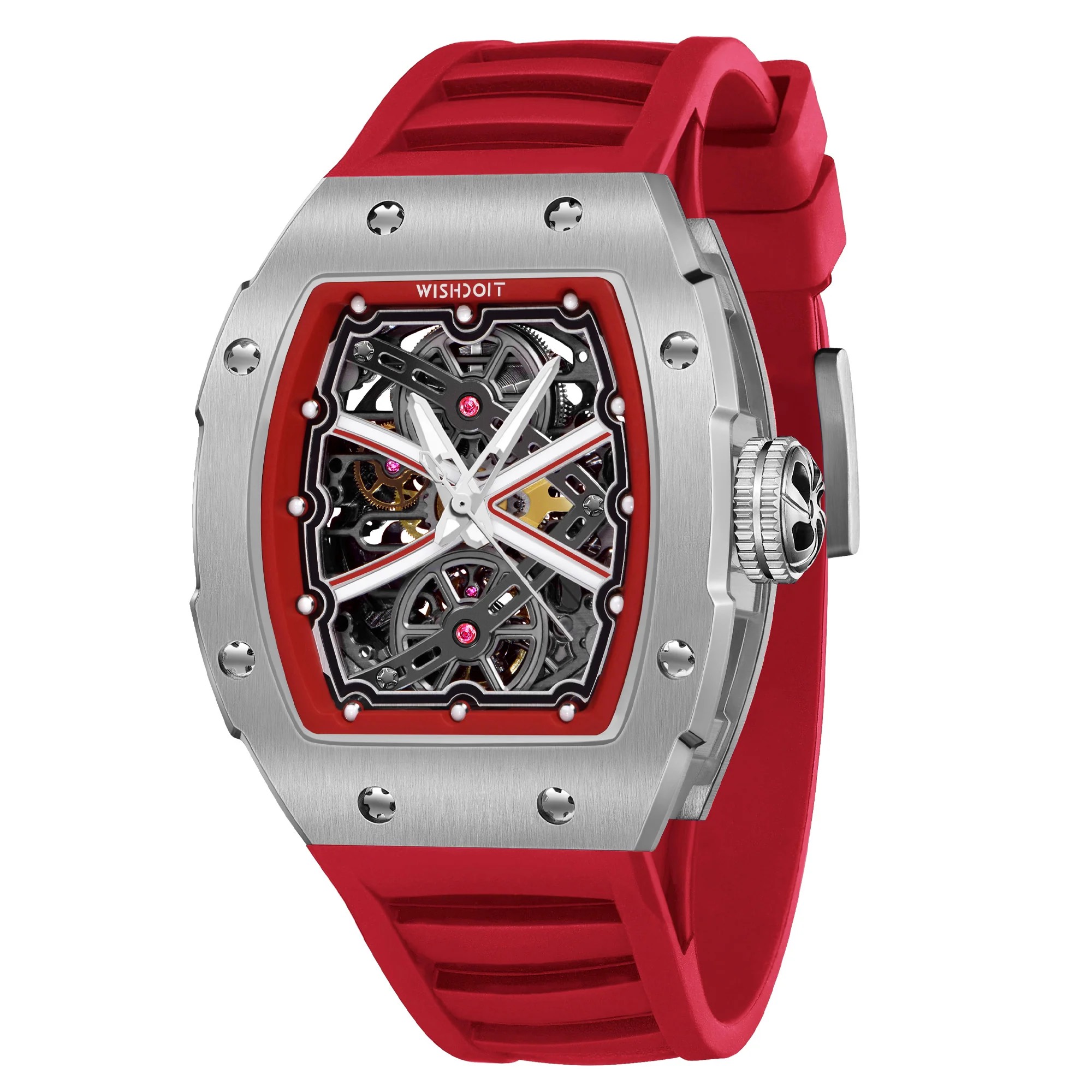THE RUNWAY -SILVERY WATCH (RED STRAP)