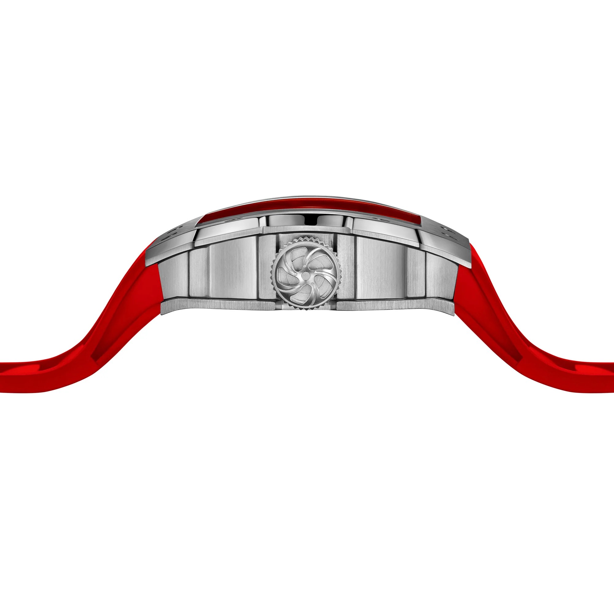 THE RUNWAY -SILVERY WATCH (RED STRAP)