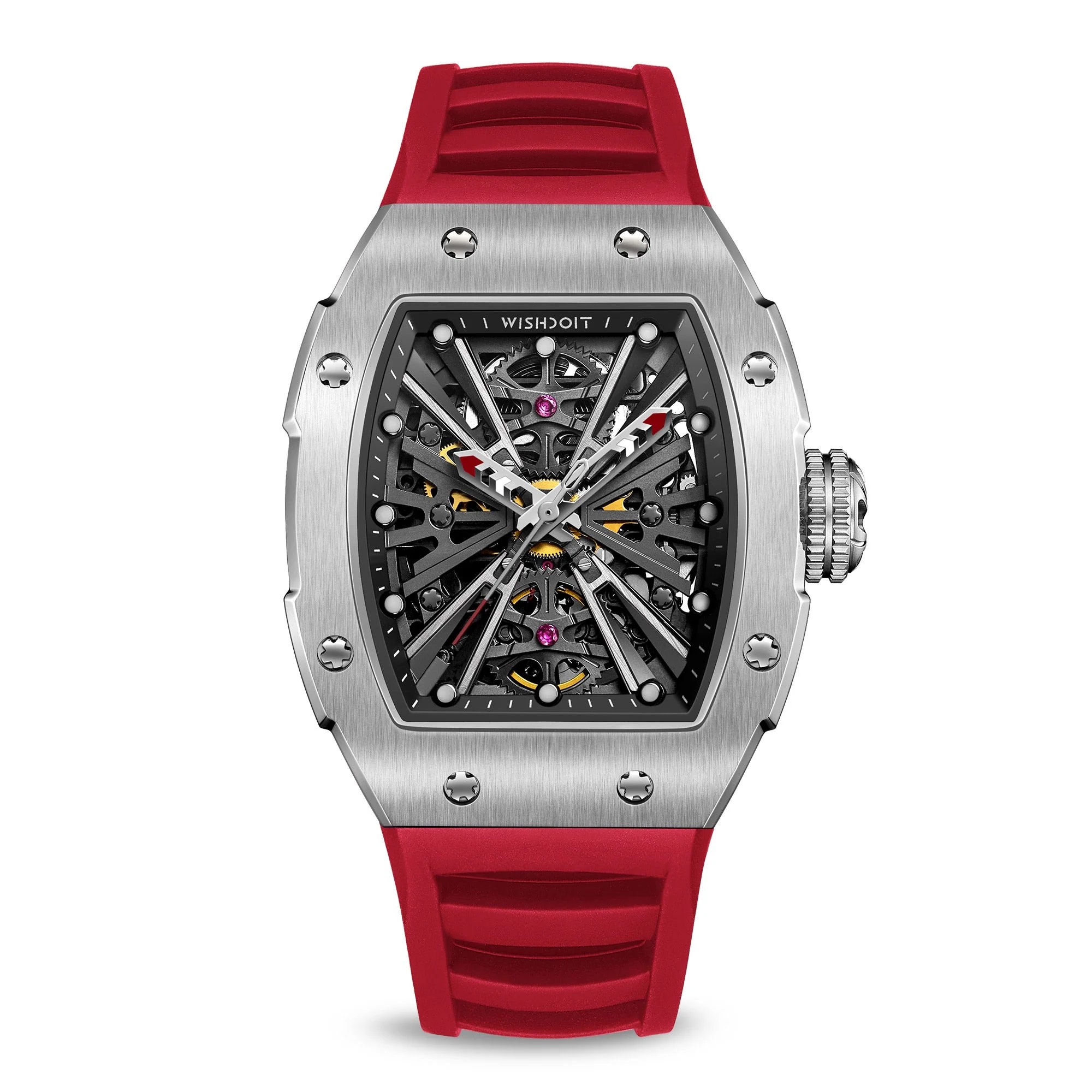 PIRATE | THE X SERIES-SILVERY WATCH (RED STRAP)