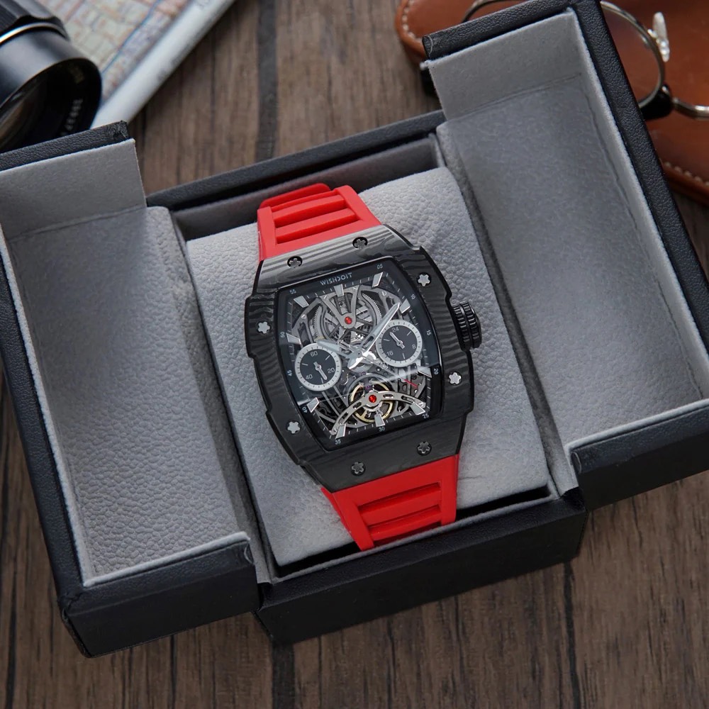 THE PIONEER - BLACK WATCH (RED STRAP)