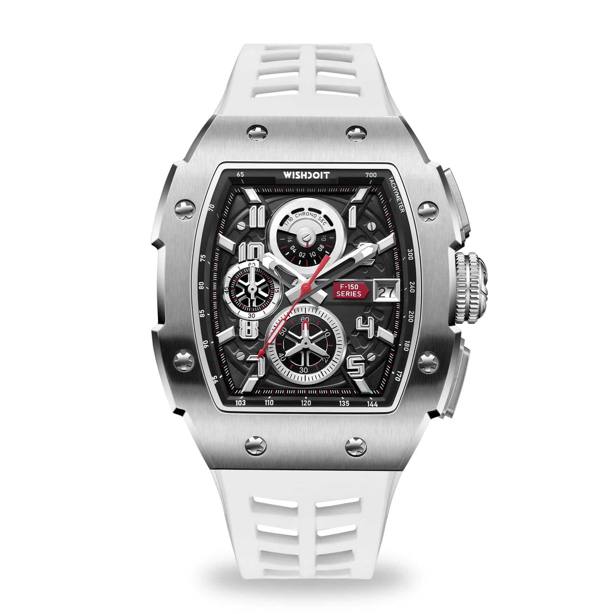 RACING | F-150 CHRONO-SILVERY WATCH (WHITE STRAP)