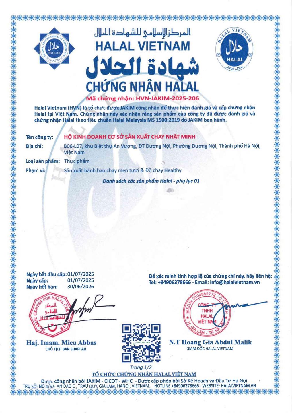 HALAL VIỆT NAM GỬI LỜI CHÚC MỪNG TEAM CHAY NHẬT MINH