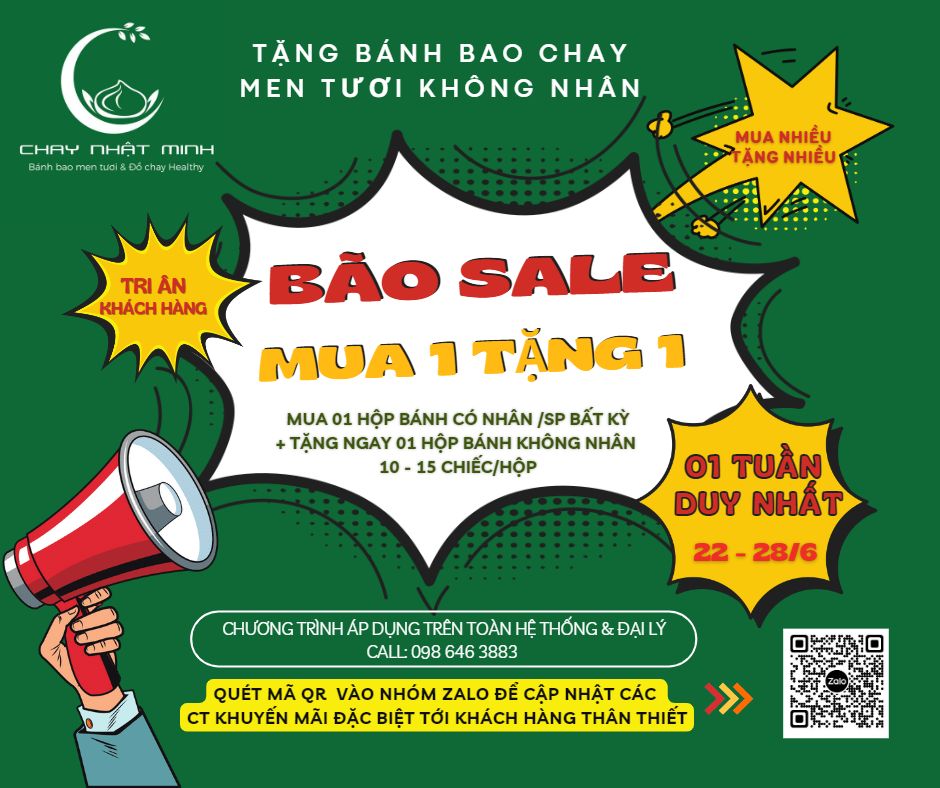 TẶNG BÁNH KHÔNG NHÂN - TRI ÂN KHÁCH HÀNG - BÃO SALE 01 TUẦN DUY NHẤT: MUA 1 TẶNG 1