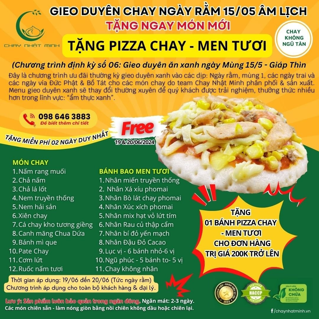 💥💥💥GIEO DUYÊN CHAY - TẶNG NGAYPIZZA MEN TƯƠI