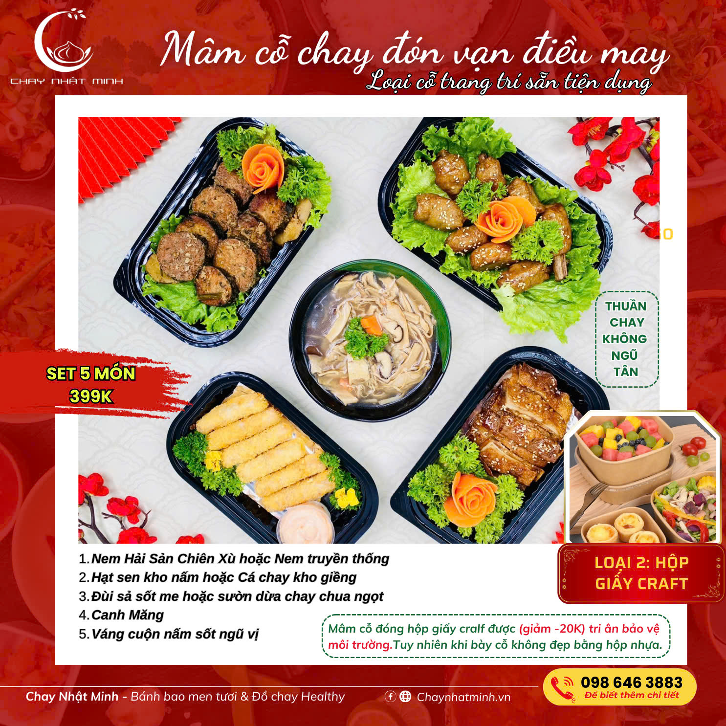 Mâm cỗ chay tại Chay Nhật Minh - liên hệ đặt cỗ chay: 0986463883