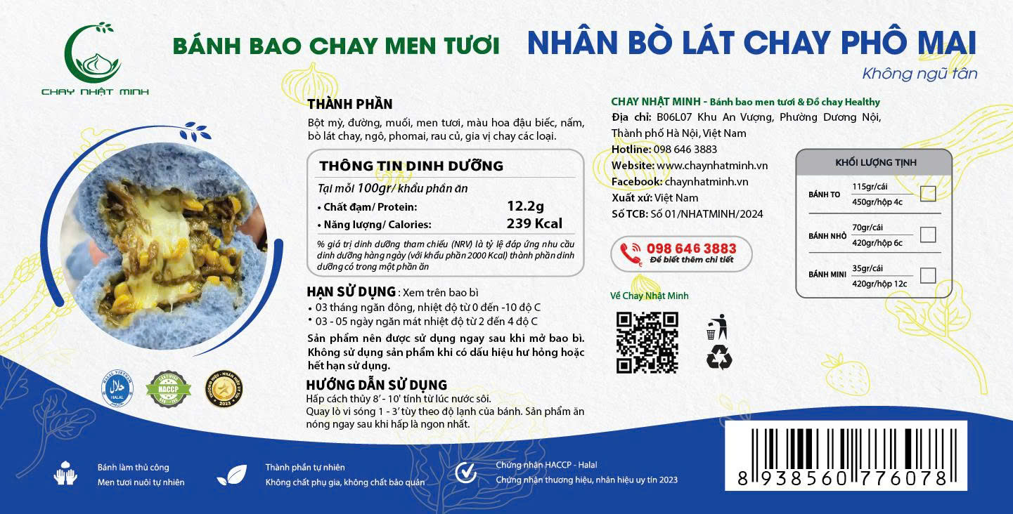 Bánh to Nhân Bò lát chay phomai - vỏ hoa đậu biếc