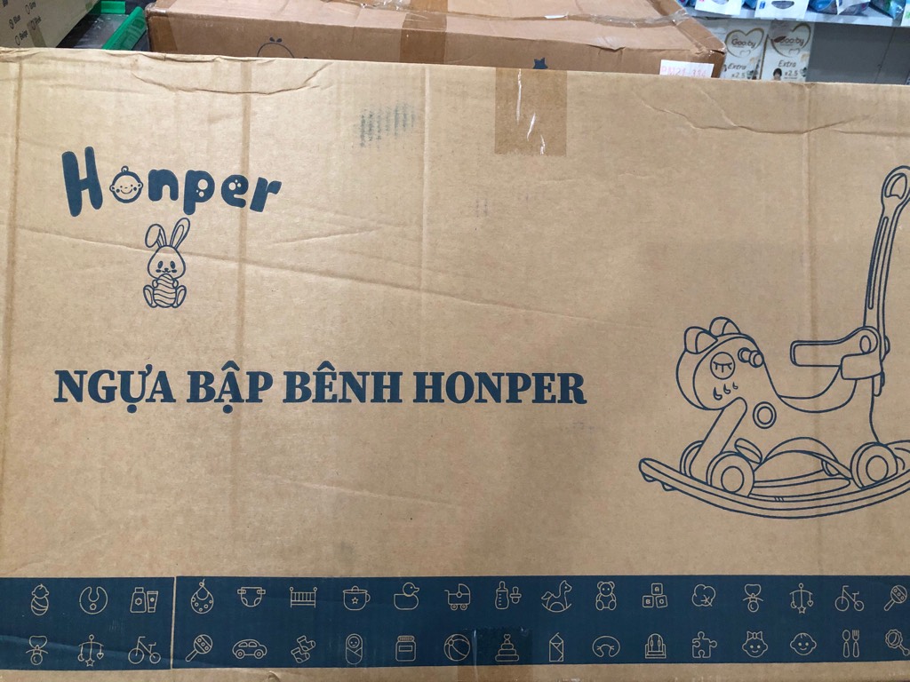 Ngựa Bập Bênh Honper HP 626 ( xanh _ Hồng  _Ghi - Be )