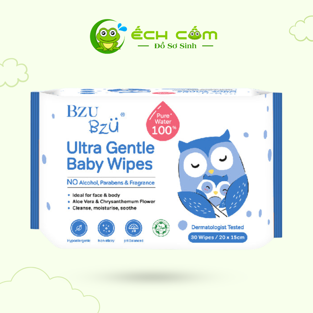 BZU BZU Ultra Gentle Baby Wipes - 30's / Khăn Ướt Dịu Nhẹ Dành Cho Bé - 30 tờ