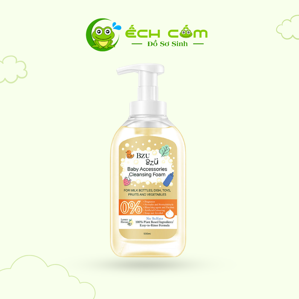 BZU BZU Baby Accessories Cleansing Foam (Lemon) 500ml /Nước Rửa Bình Tạo Bọt Hương Chanh BZU BZU - 500ml