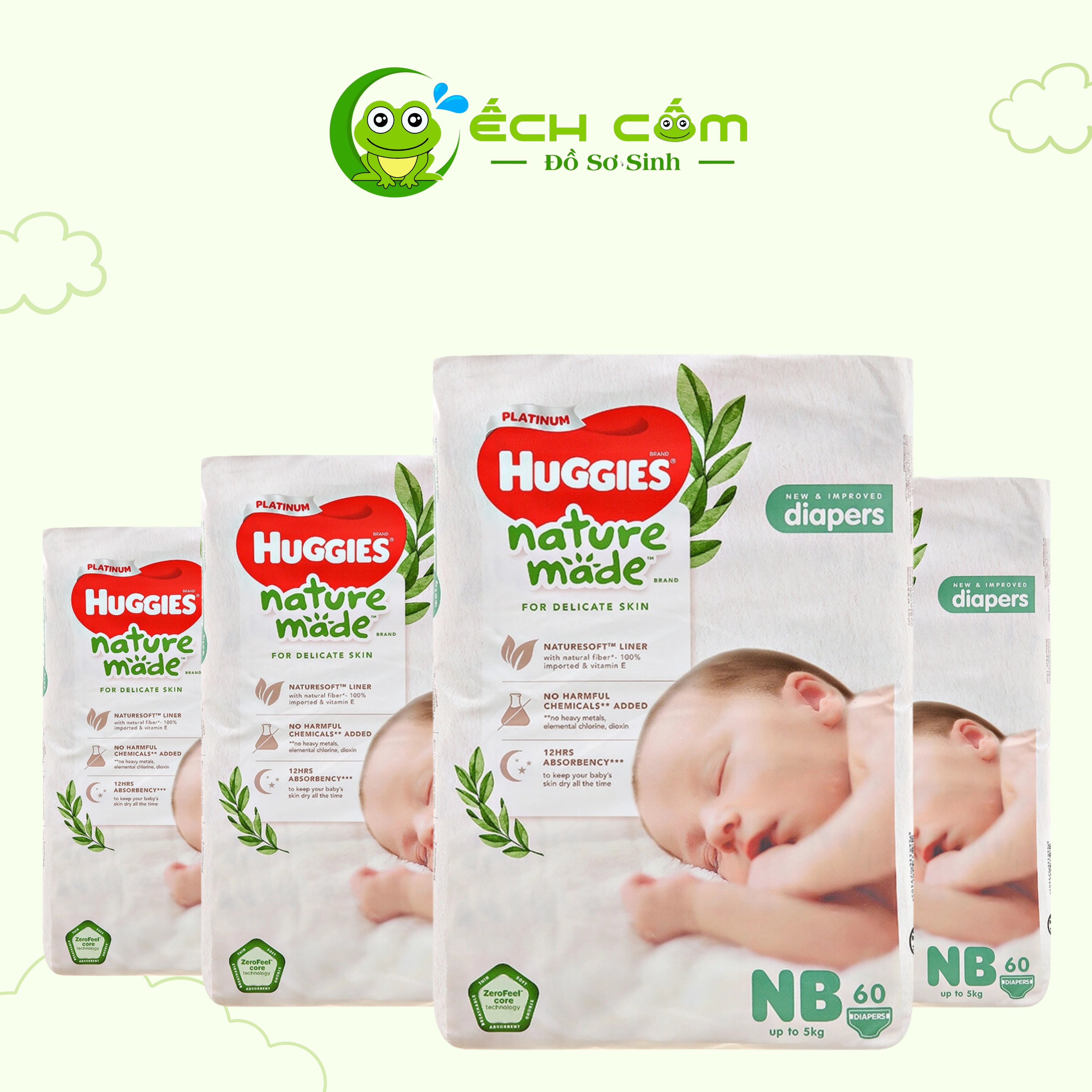 Tã  Dán  Huggies  Natmade  NB60*3