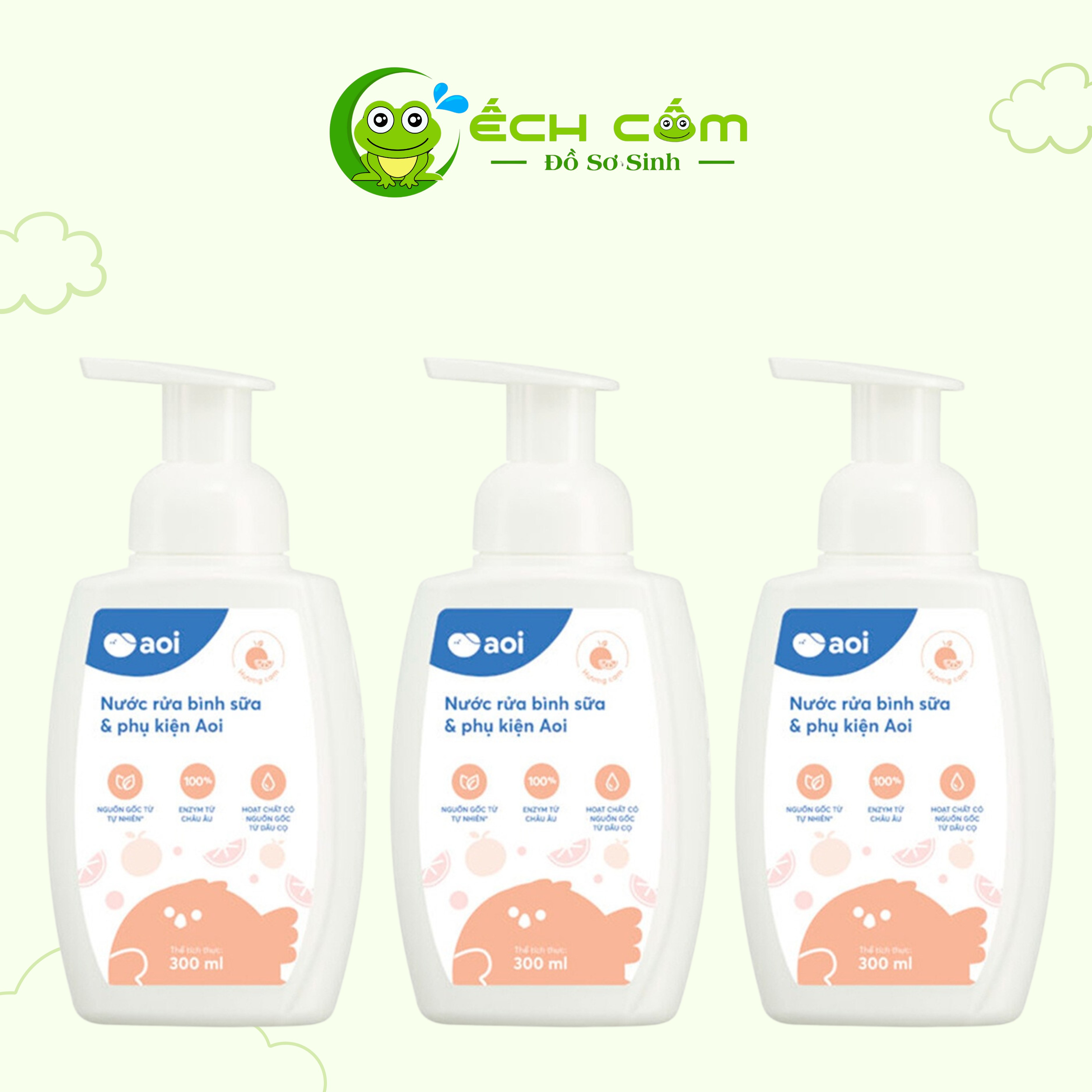 Nước rửa bình Aoi 300ml cam (chai)
