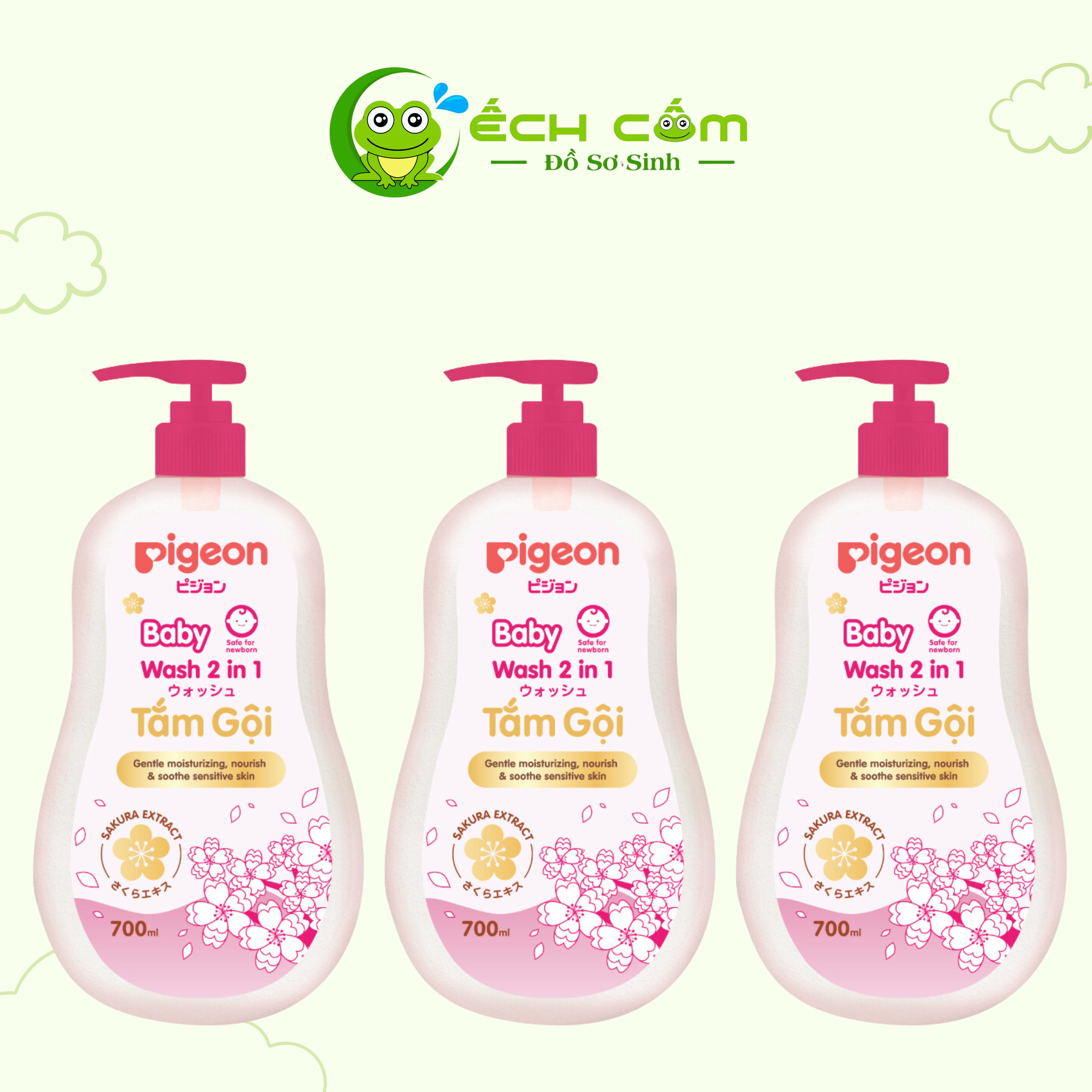 Tắm Gội Pigeon 700ml SAKURA Nắp Đỏ
