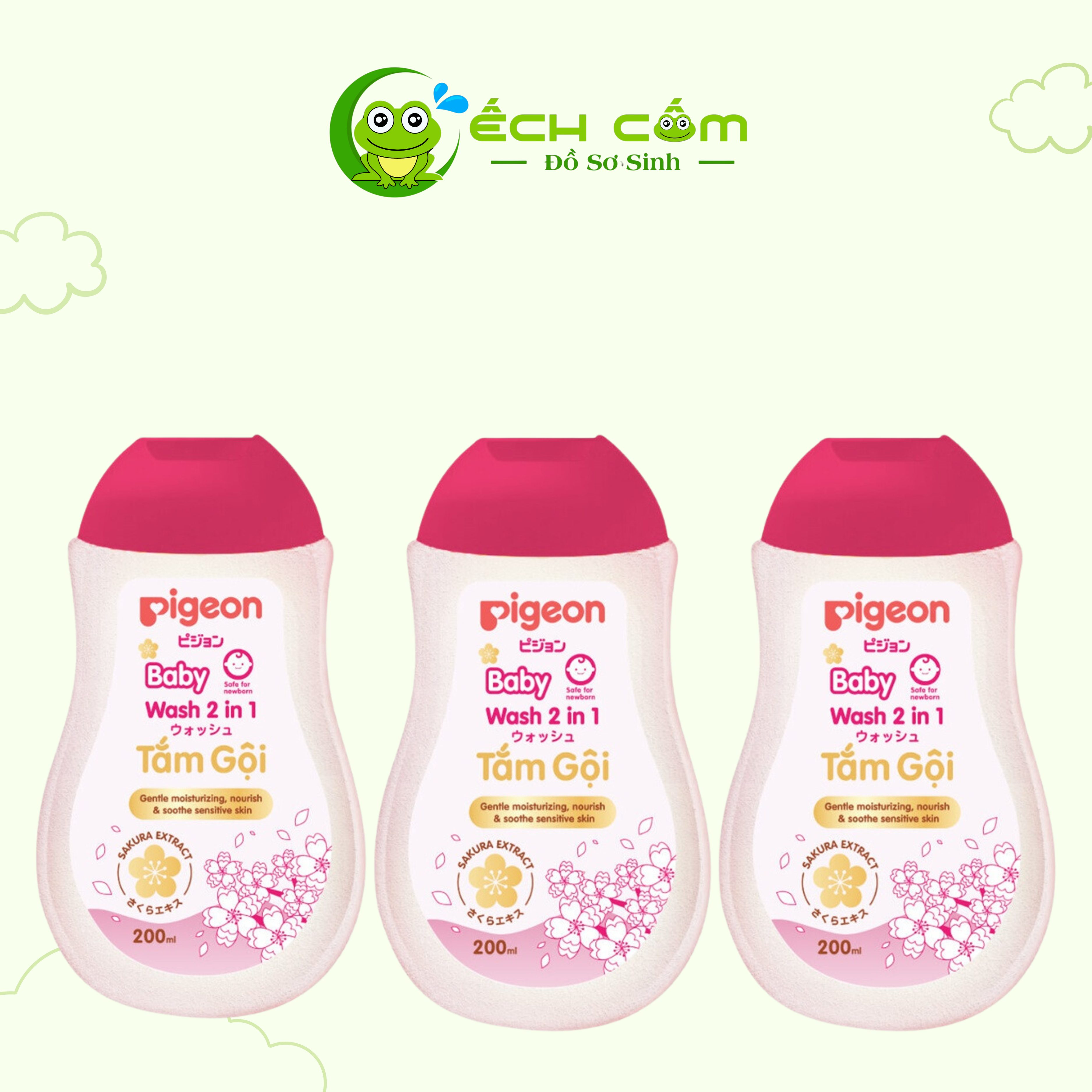 Tắm Gội Pigeon 200 ml SAKURA Nấp Đỏ