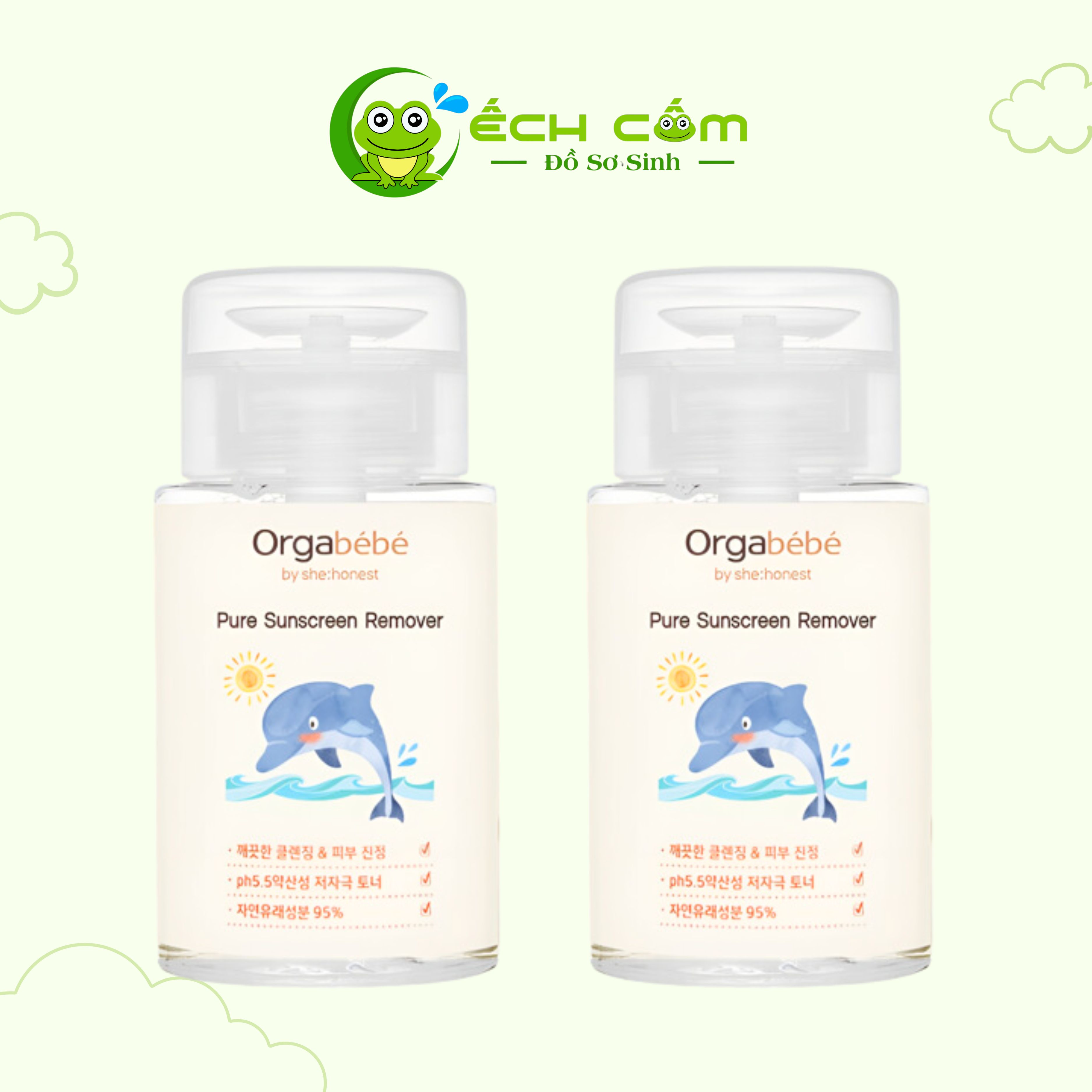 Orgabebe  Dung Dịch làm Sạch  kem Chống nắng trên da 150 ml