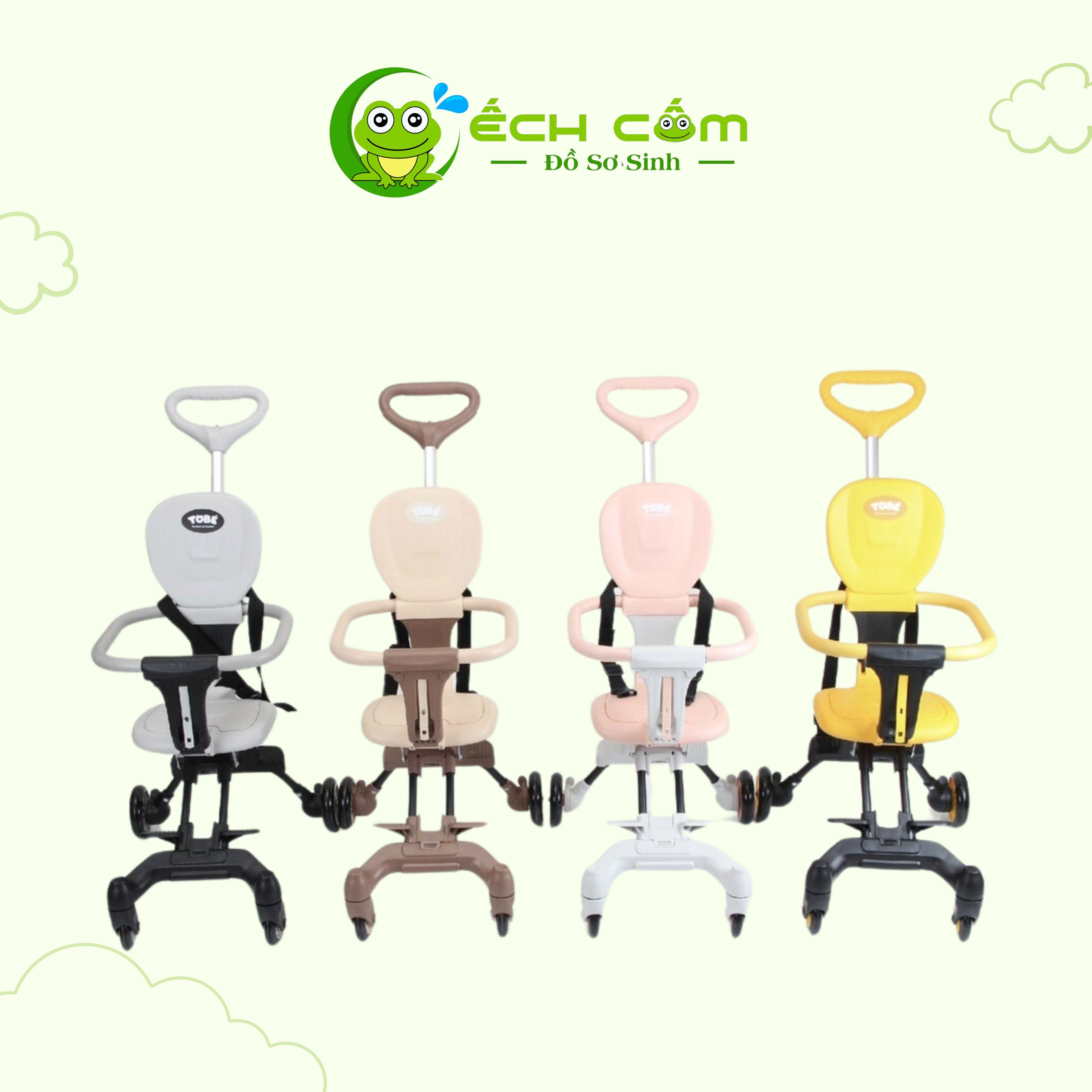 Xe Đẩy gấp Gọn  OLWEN ( xanh _ Hồng _Vàng _Kem ) TOBE