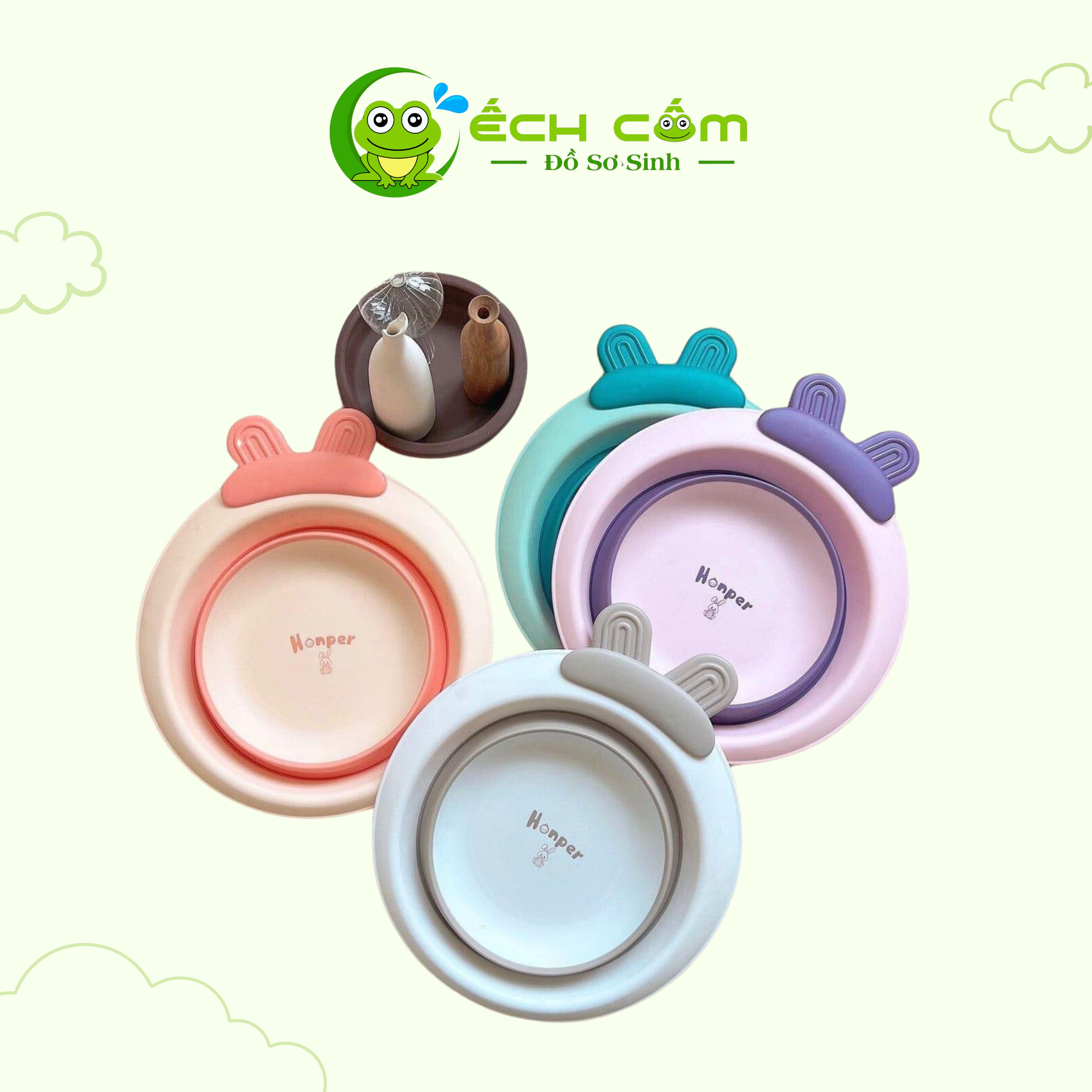 Chậu Rửa mặt  Honper Gấp Gọn Không  Tai