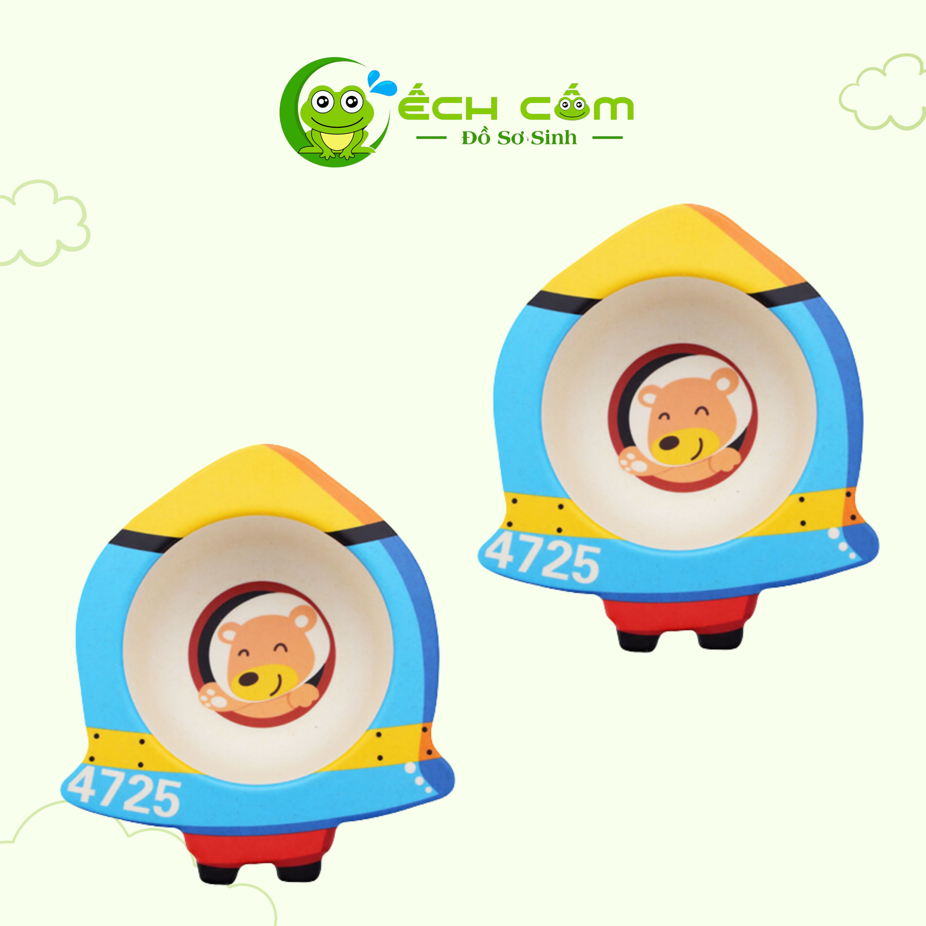 bát Ăn dặm Sợi Tre bamboo Hình tên Lửa  D1822