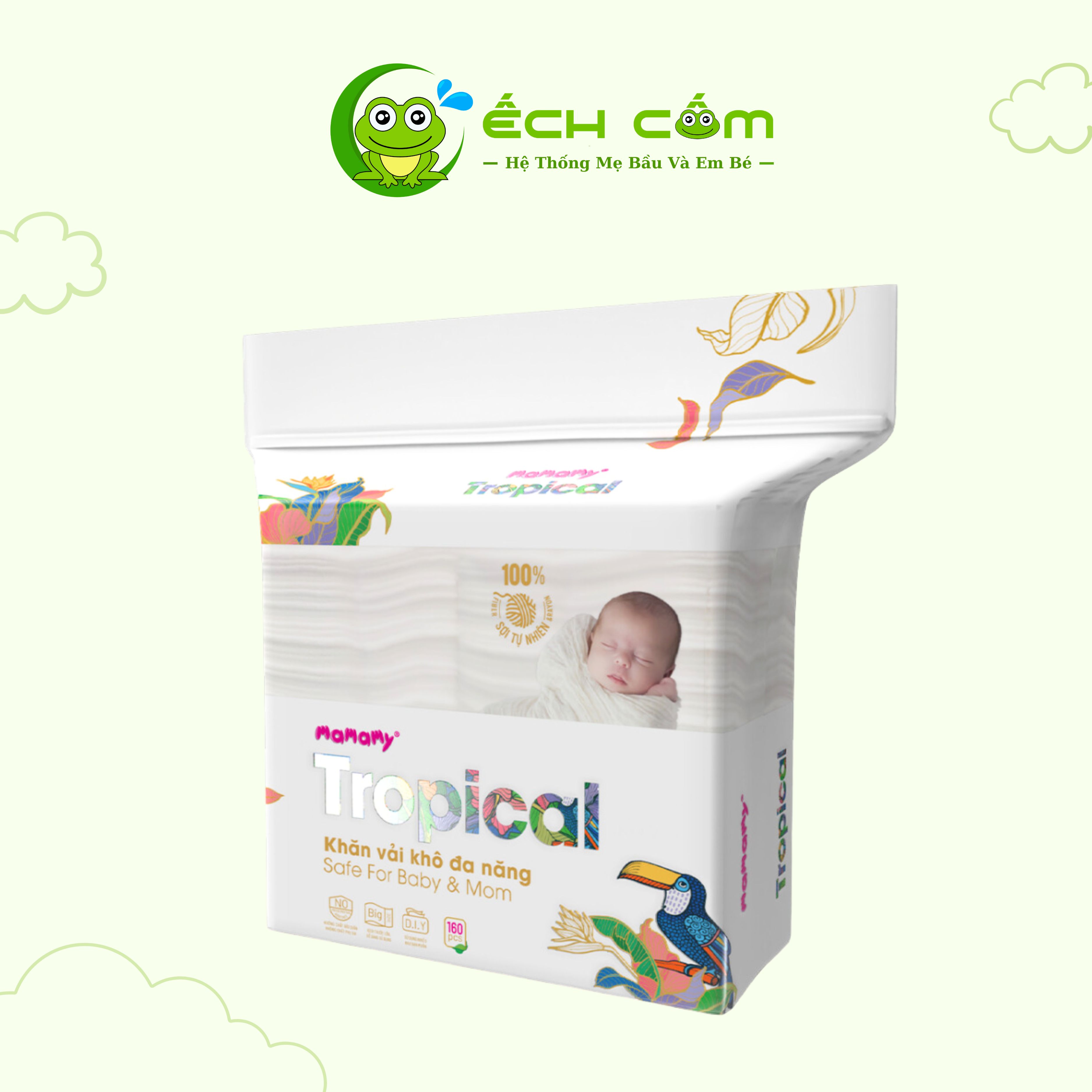Khăn vải Khô Đa Năng  Mamamy Tropical 160 Tờ