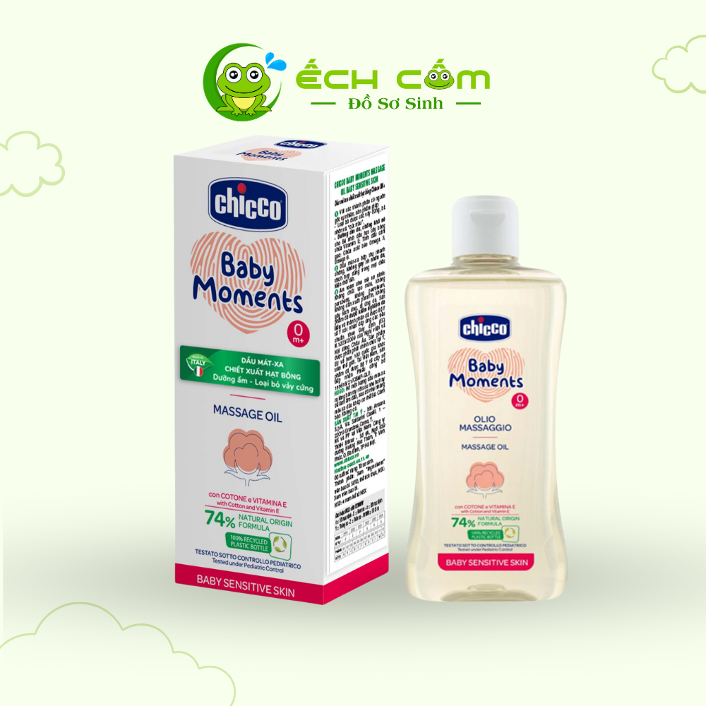 Dầu mát-xa chiết xuất Hạt bông Chicco 0M+  200ml
