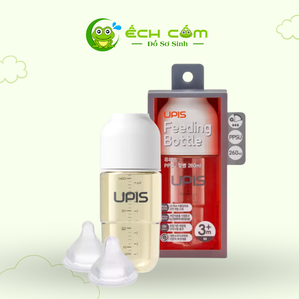 Bình sữa UPIS PPSU L 260ml (  Trắng )