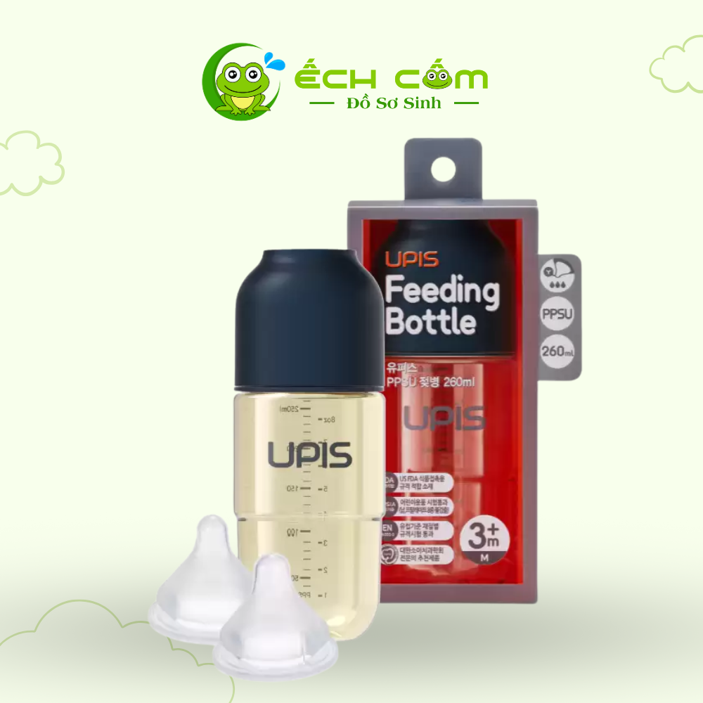 Bình sữa UPIS PPSU  M 260ml (  Xanh )